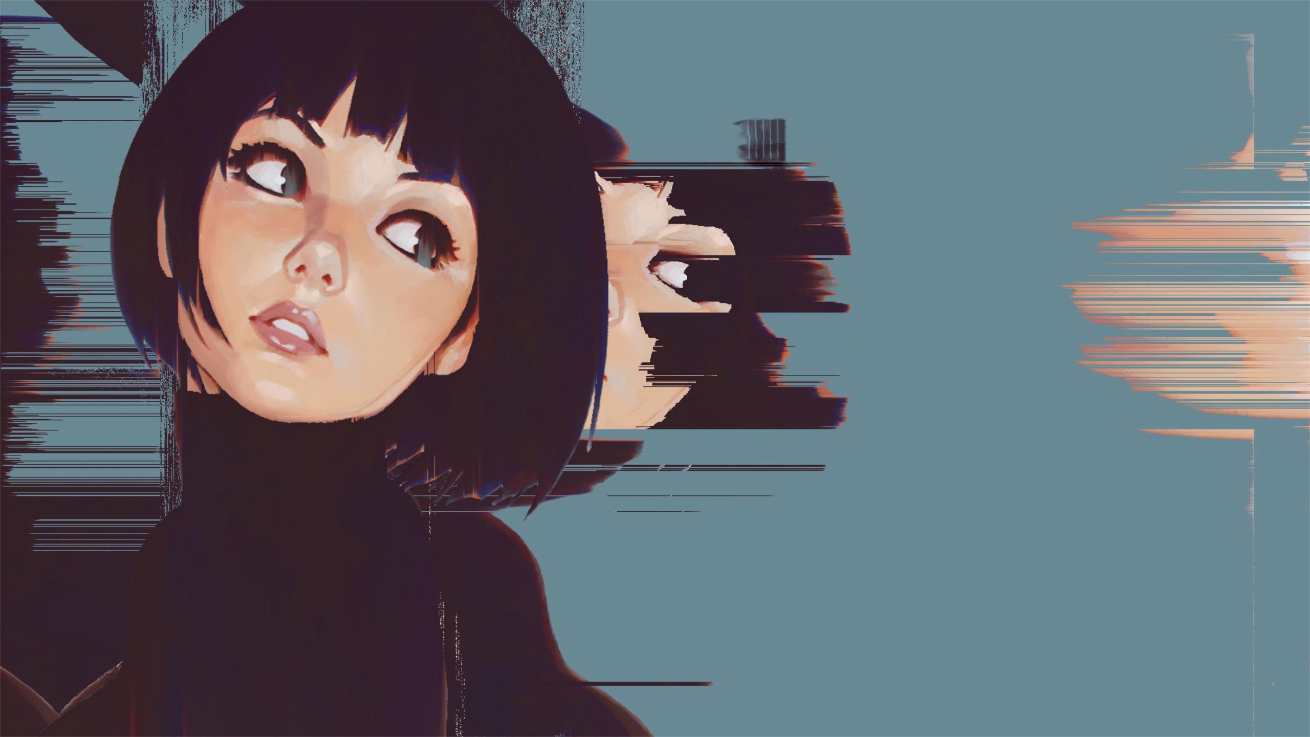 2560x1440 Vaporwave Girl Wallpaper