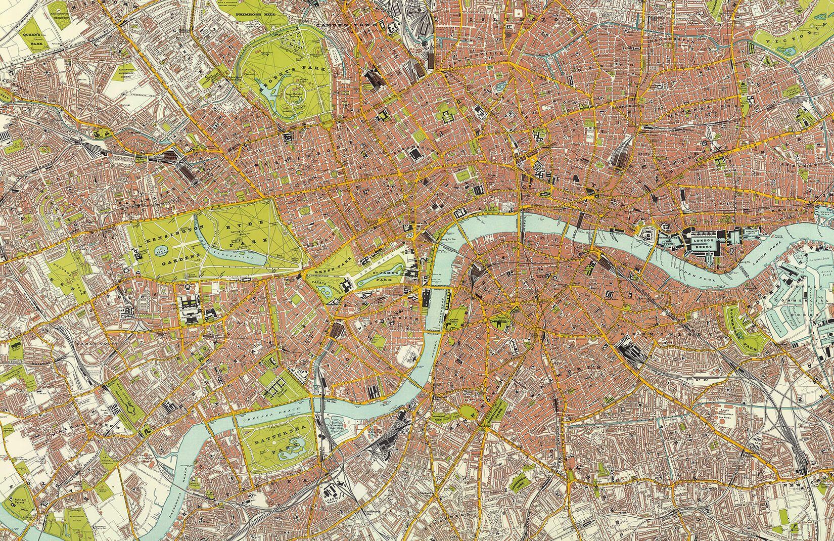 1650x1070 London Vintage Road Map Wallpaper Mural .muralswallpaper.com · In stock