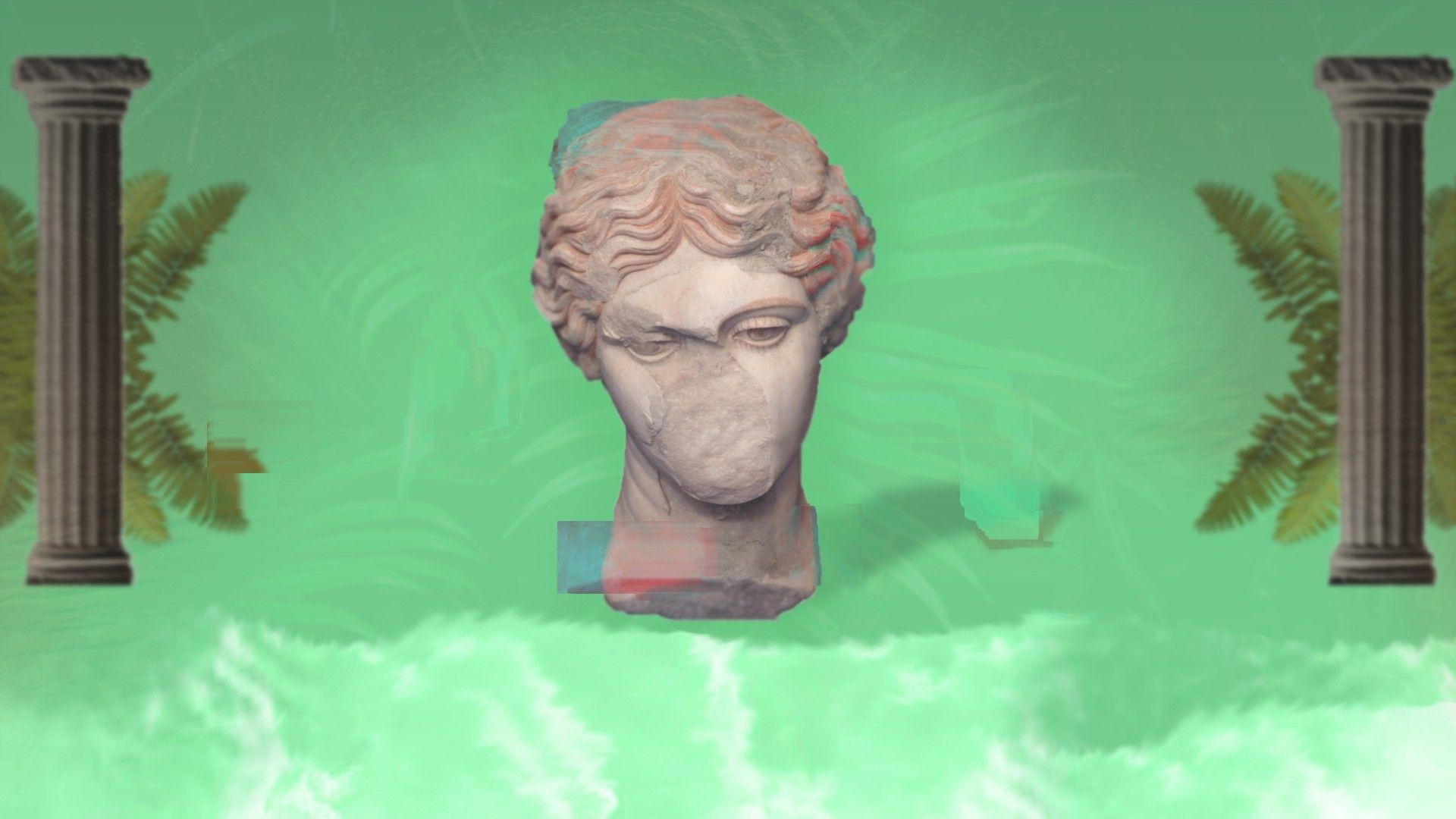1920x1080 Vaporwave Gray Statue