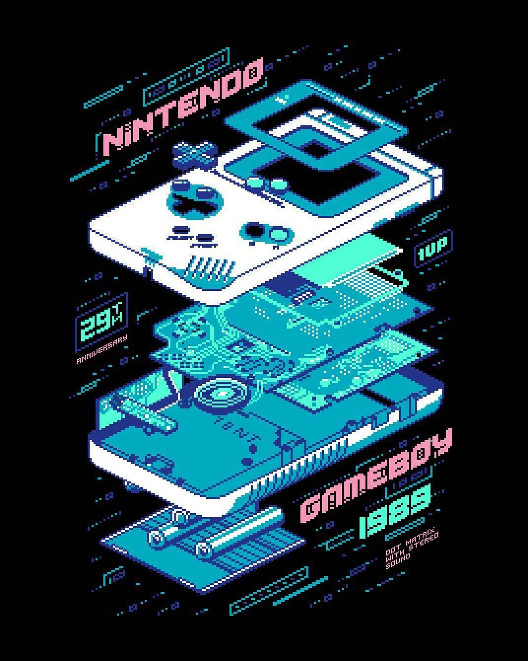 1072x1340 Nintendo Gameboy. Retro gaming art, Nintendo art, Pixel art games