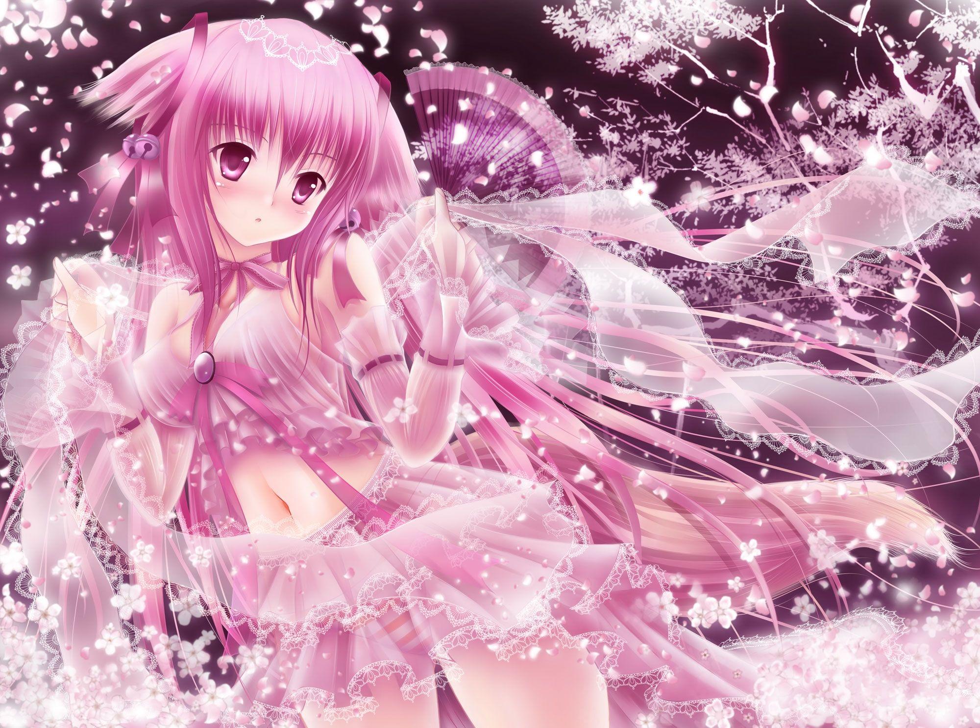 Pink Anime Girl HD Desktop Wallpaper 22078 - Baltana