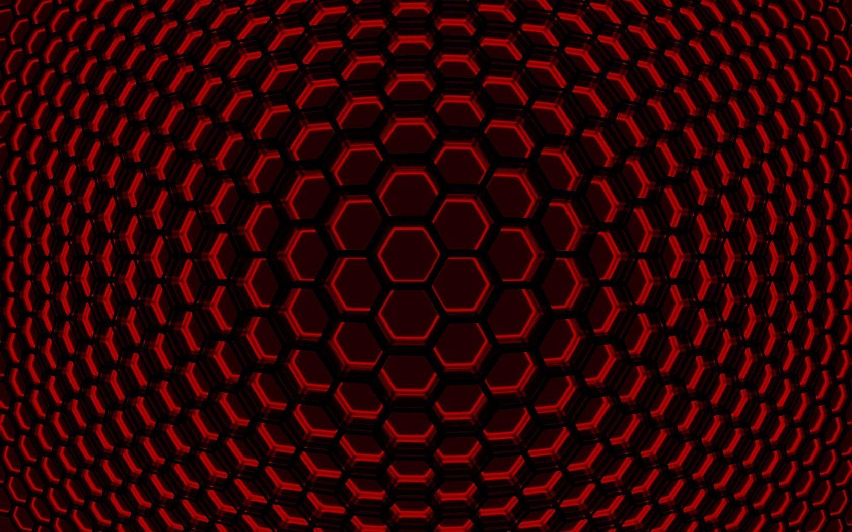 1680x1050 Black And Red Hexagon Wallpaper