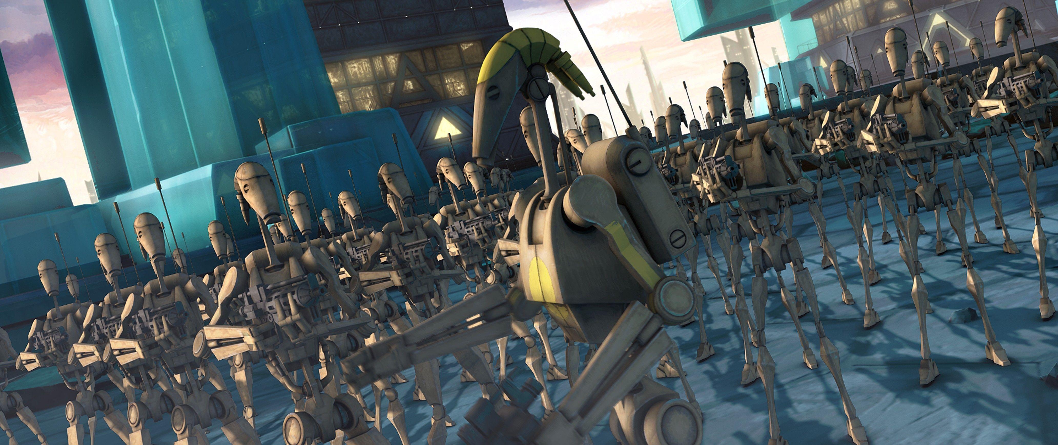 4129x1740 Free download Battle Droids In An Action packed Scene From Star Wars The Clone Wars [4129x1740] for your Desktop, Mobile & Tablet. Explore Star Wars Droid Wallpaper