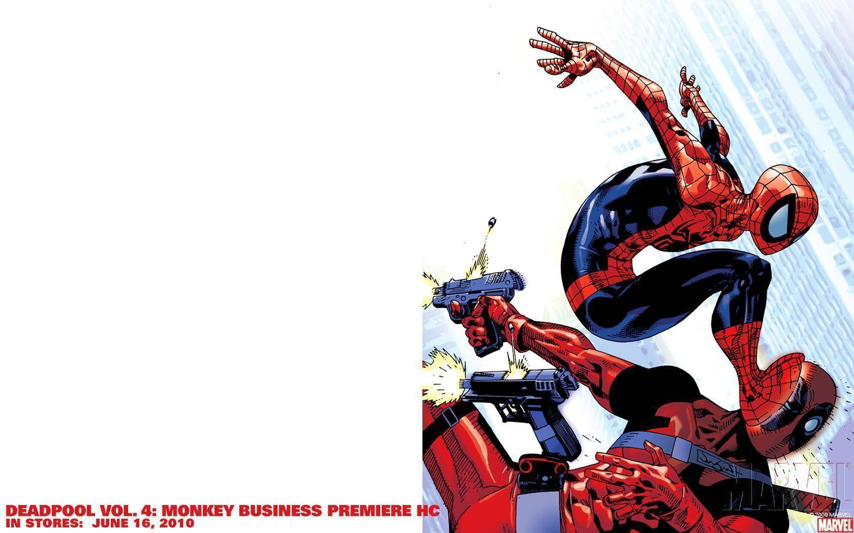 1680x1050 Deadpool Spiderman Wallpaper