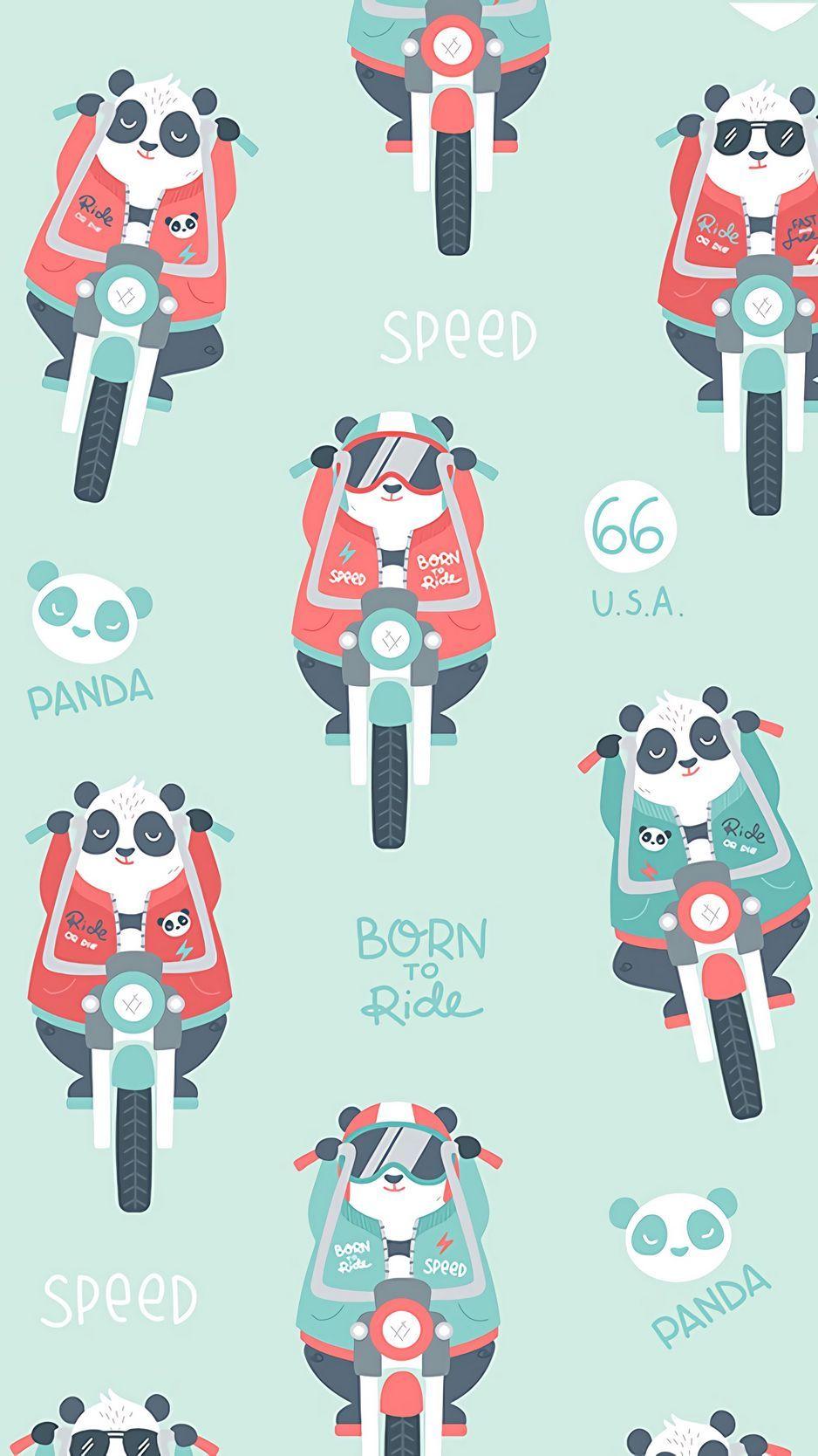 938x1668 Download Wallpaper 938x1668 Panda, Motorcycle, Pattern Iphone 8 7 6s 6 For Parallax HD Background