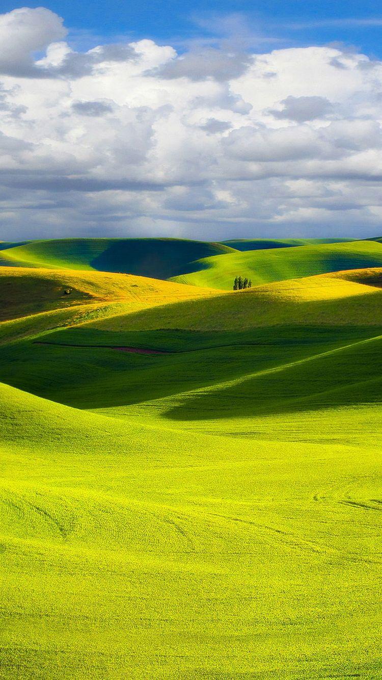 750x1334 Yellow Hills Clouds iPhone 6 Wallpaper HD