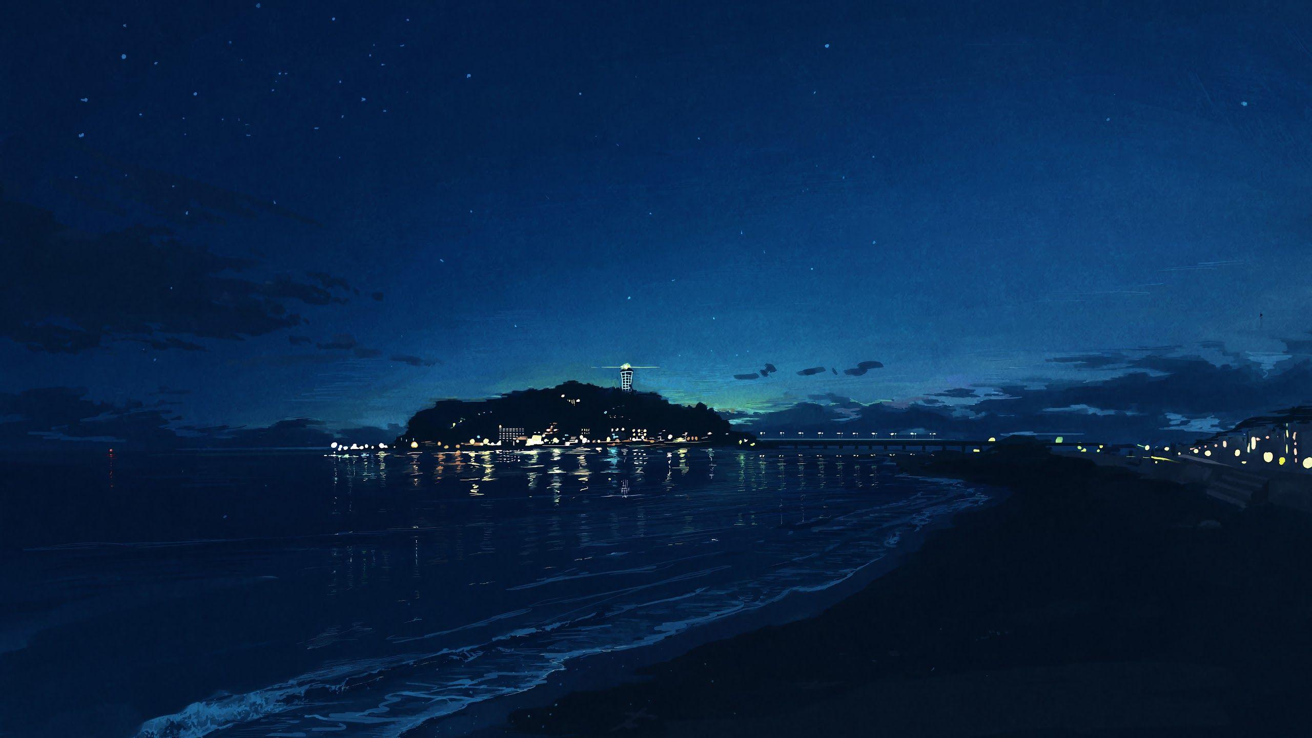 2560x1440 4k Wallpaper Night Beach