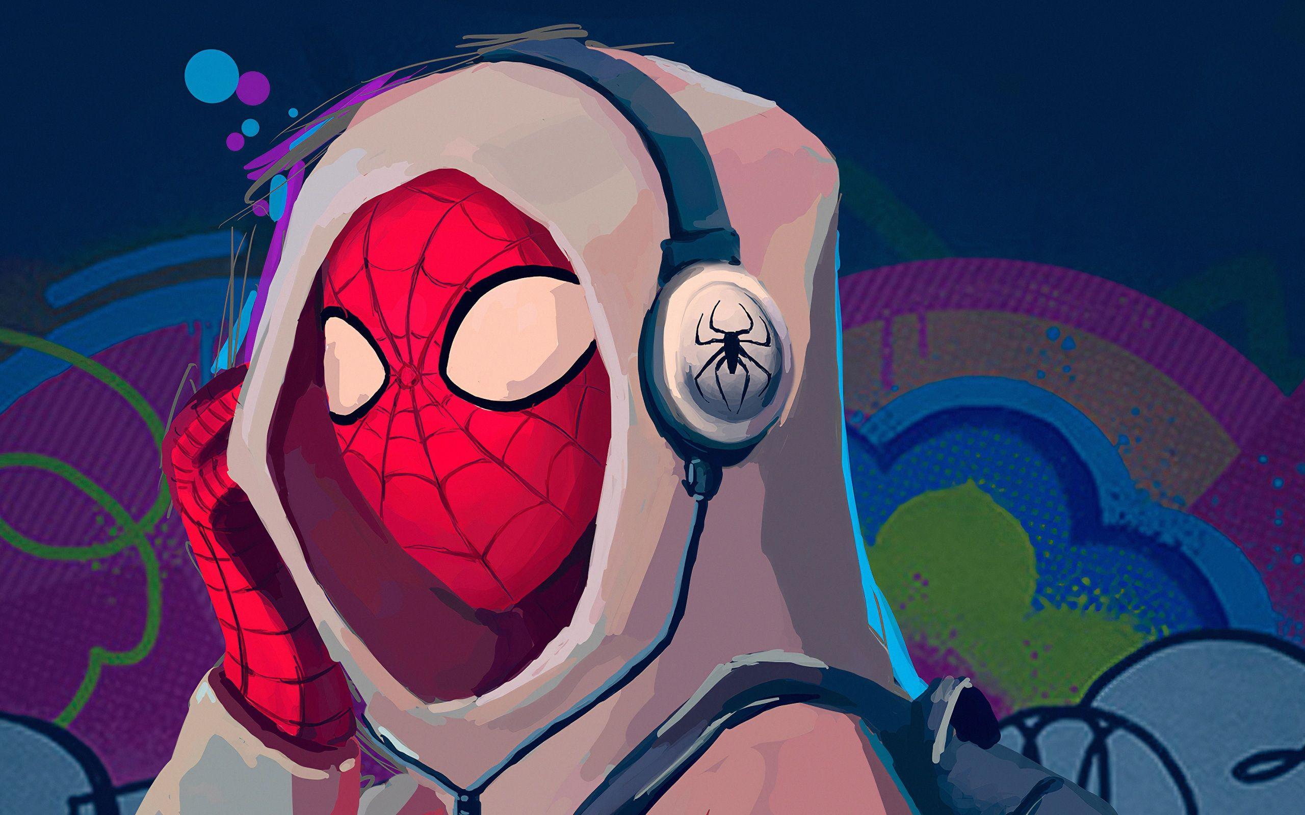 2560x1600 Wallpaper 4k Spiderman listen to Music Art spiderman 4k wallpaper, spiderman art wallpaper HD 4k, Spiderman wallpaper 4k hd, spiderman wallpaper phone HD 4k