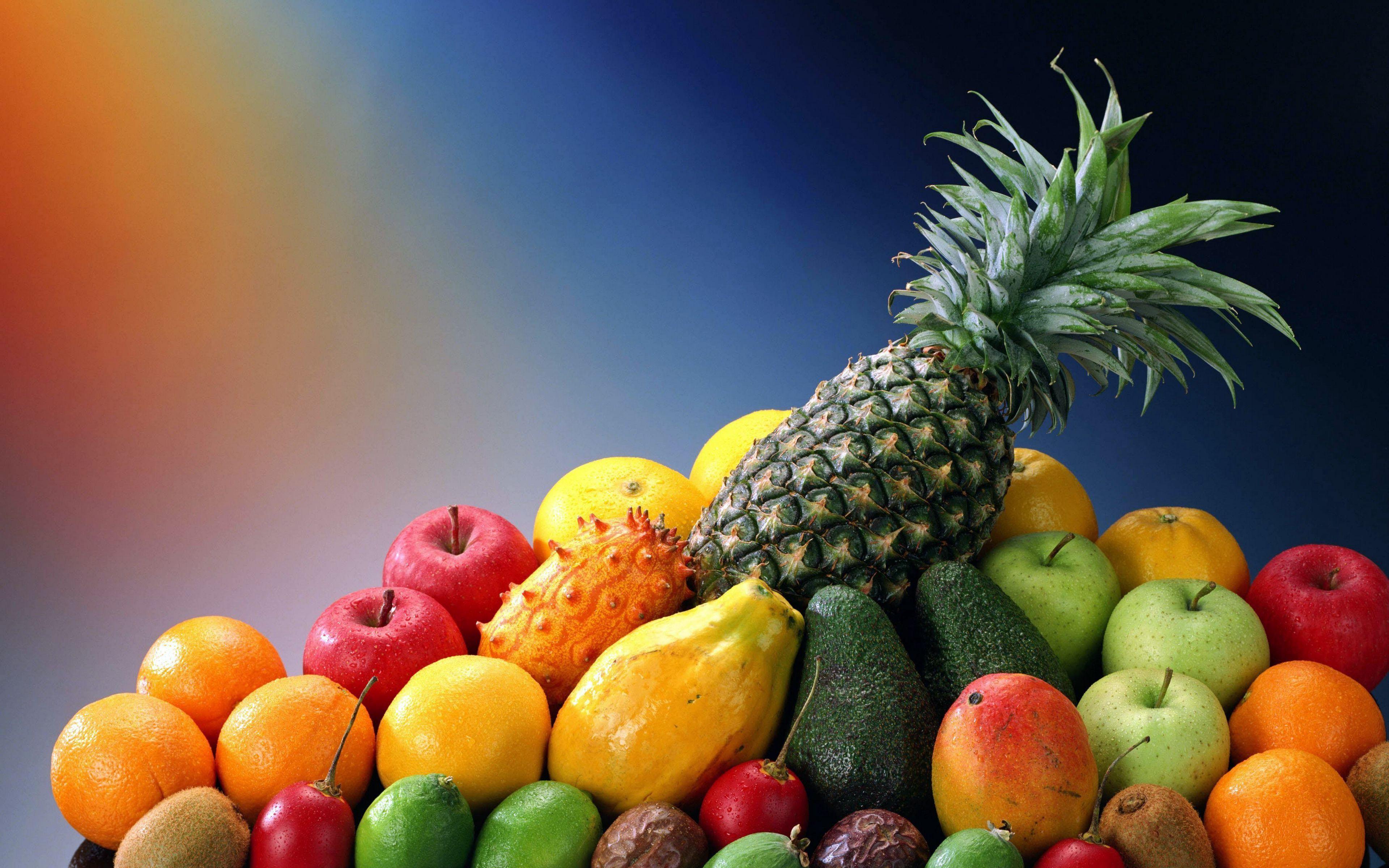 3840x2400 Download wallpaper 3840x2400 fruit, exotic, pineapple, apple, avocado, kiwi 4k ultra HD 16:10 HD background