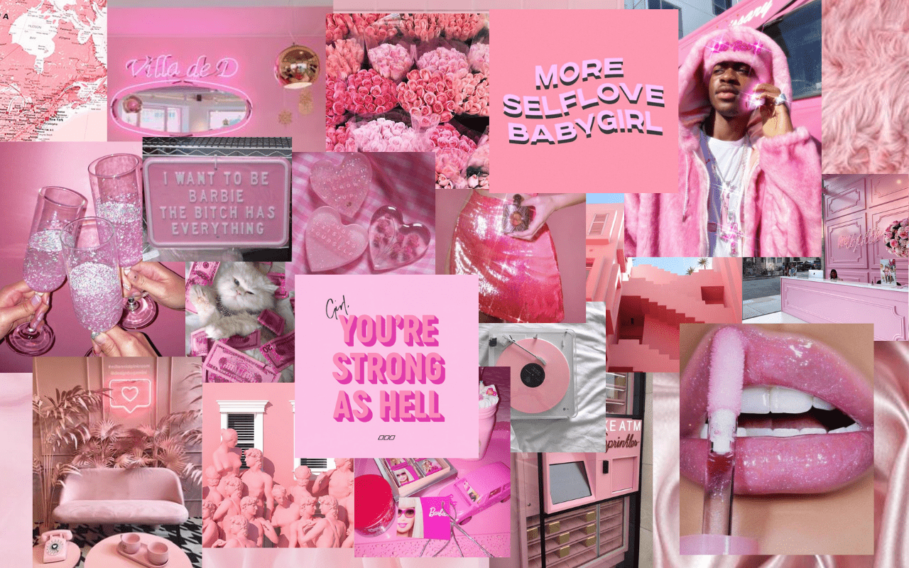 1280x800 Hot Pink Aesthetic Collage Wallpaper Laptop