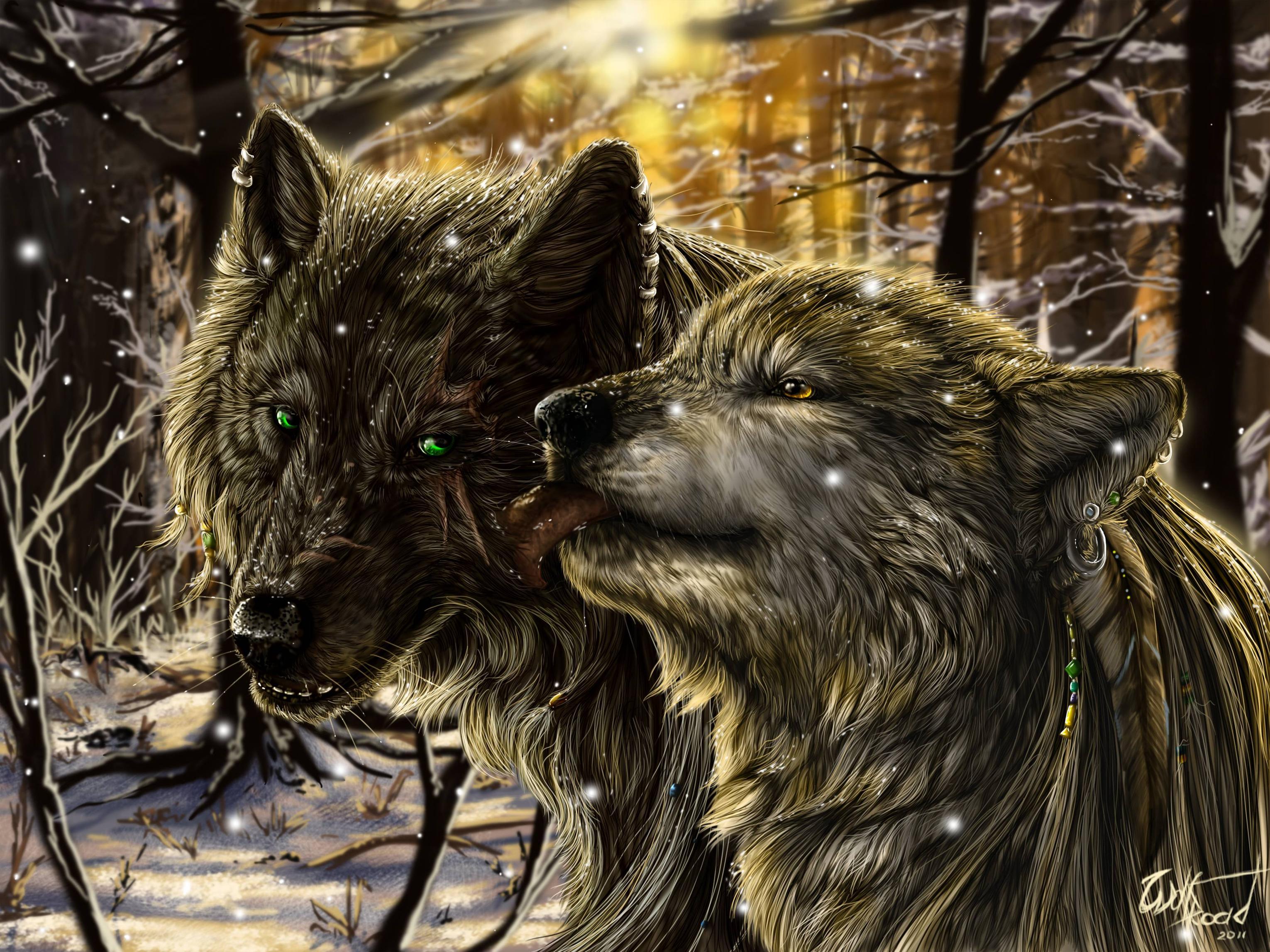 3060x2295 Fantasy Wolf Wallpaper