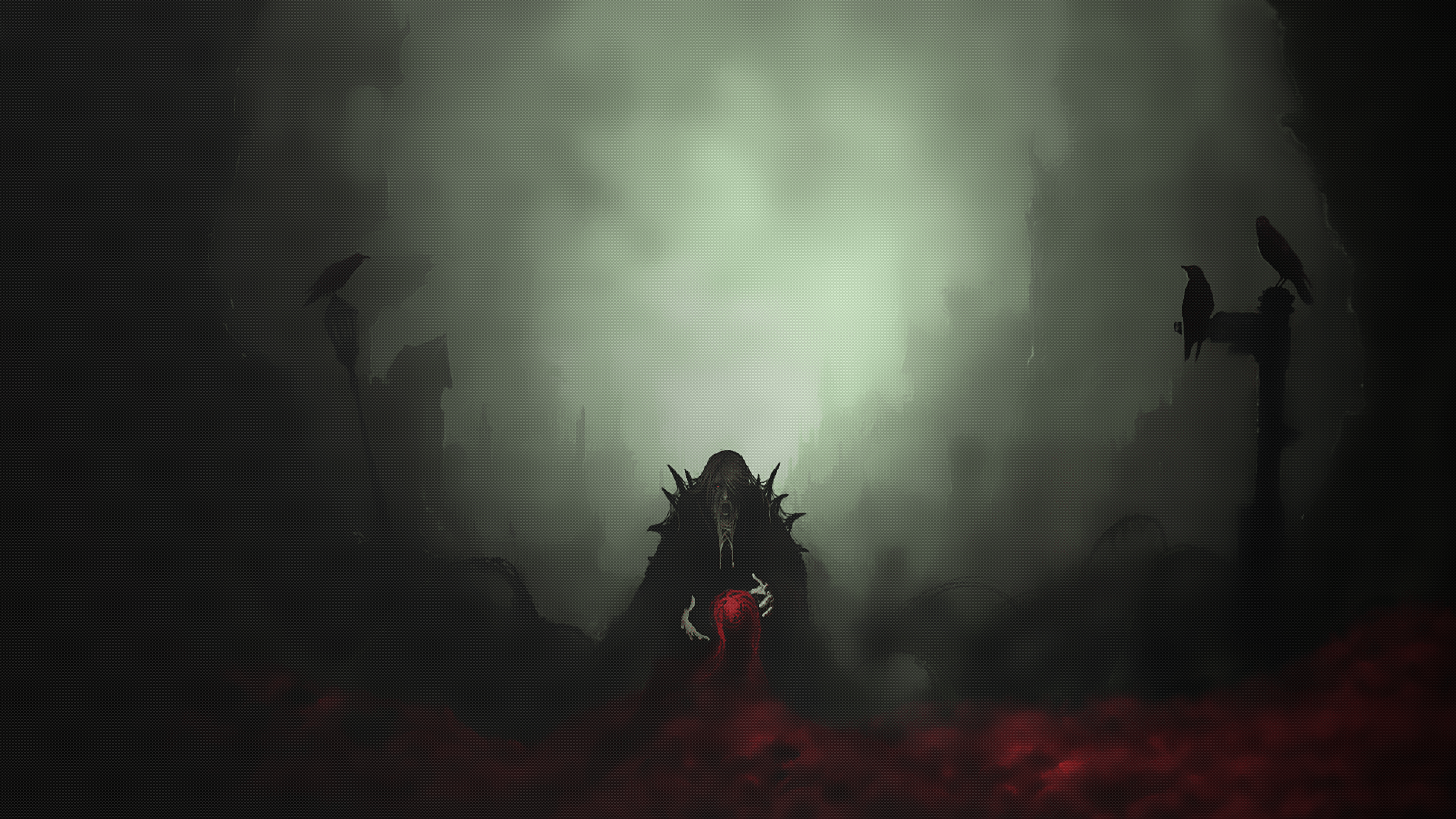 3840x2160 Vampire, Graveyard, Crows, Dark Theme, Blood Vampire Theme