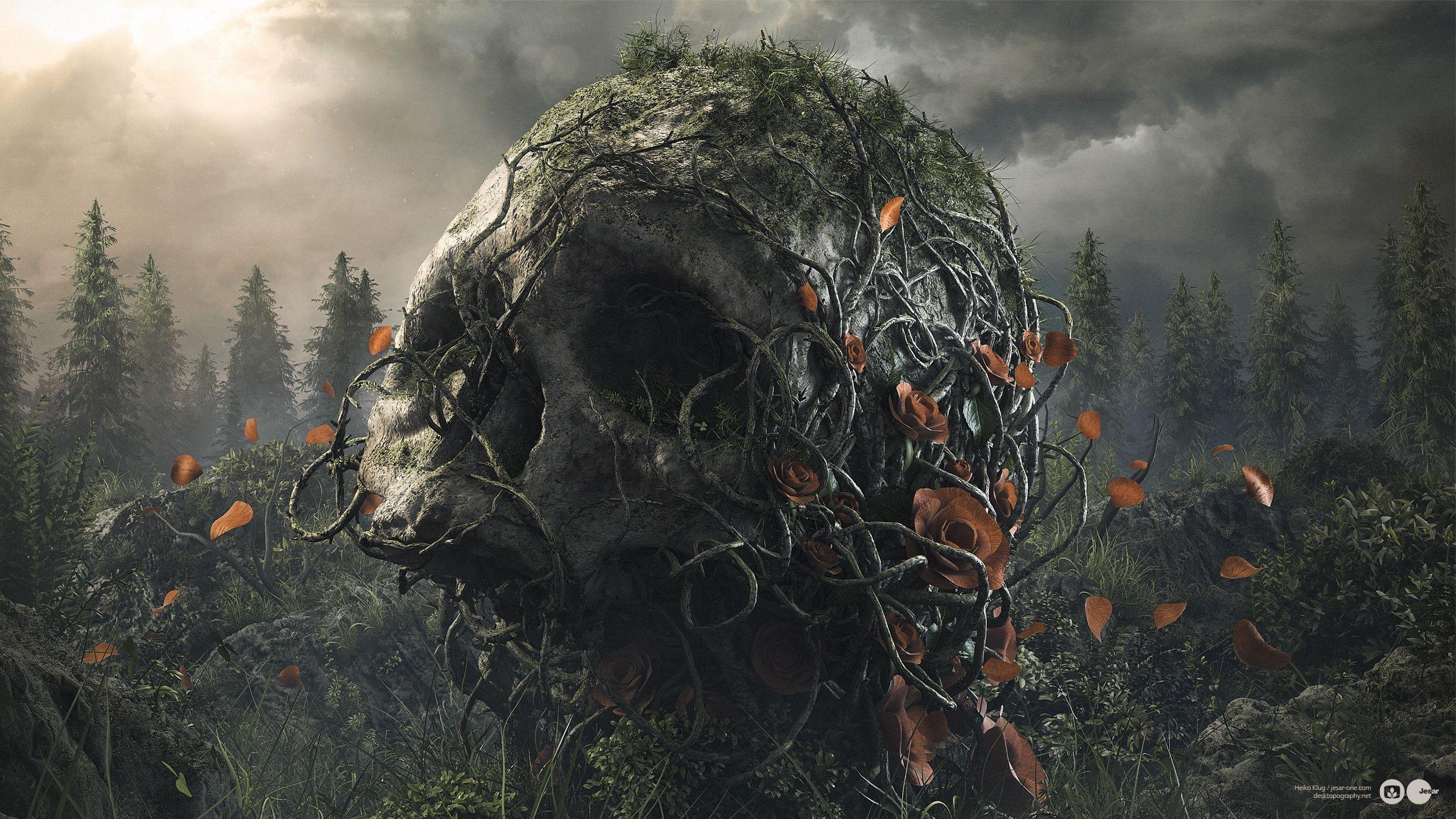 2560x1440 Image Skulls Gothic Fantasy Fantasy 2560x1440