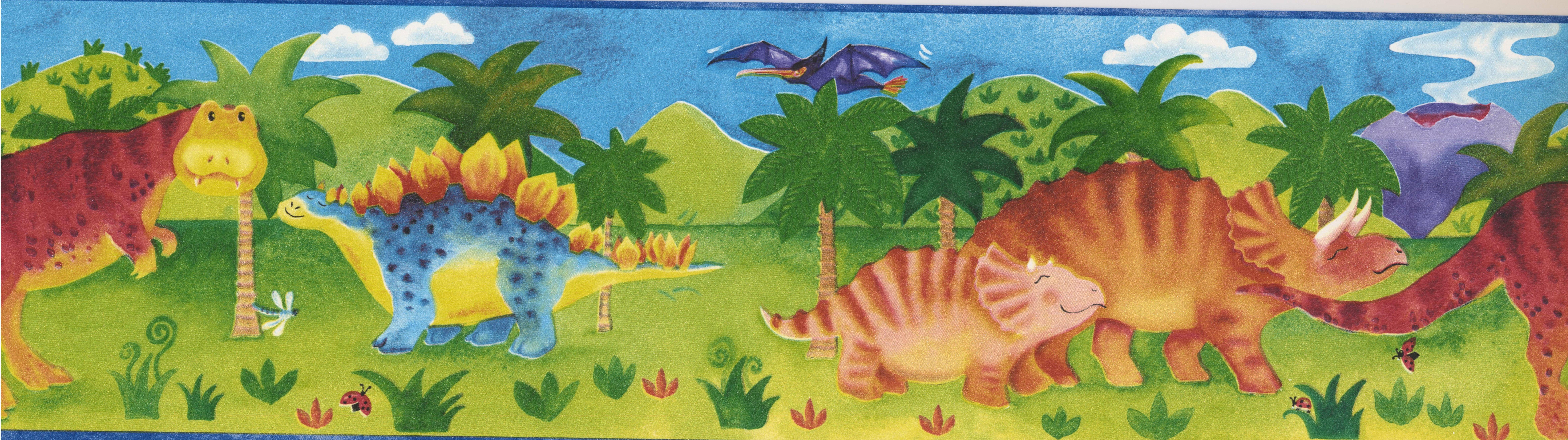 9437x2650 RetroArt Kids Cartoon Dinosaur Baby 15' x 7'' Wallpaper Border