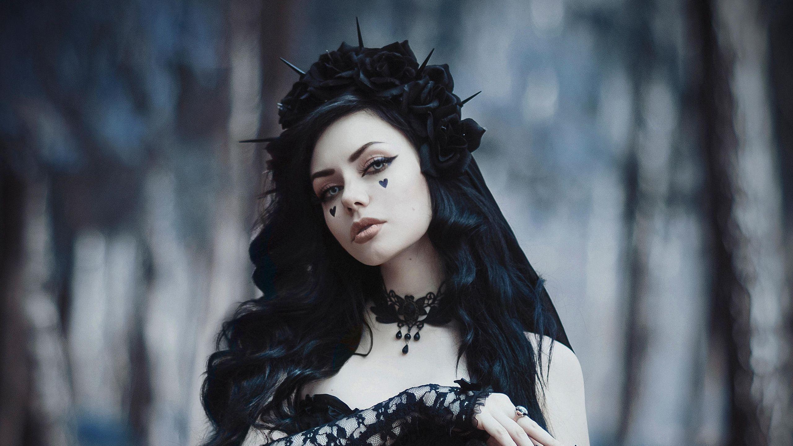 2560x1440 Gothic Bride In Black Dress 1440P Resolution HD 4k Wallpaper, Image, Background, Photo and Picture