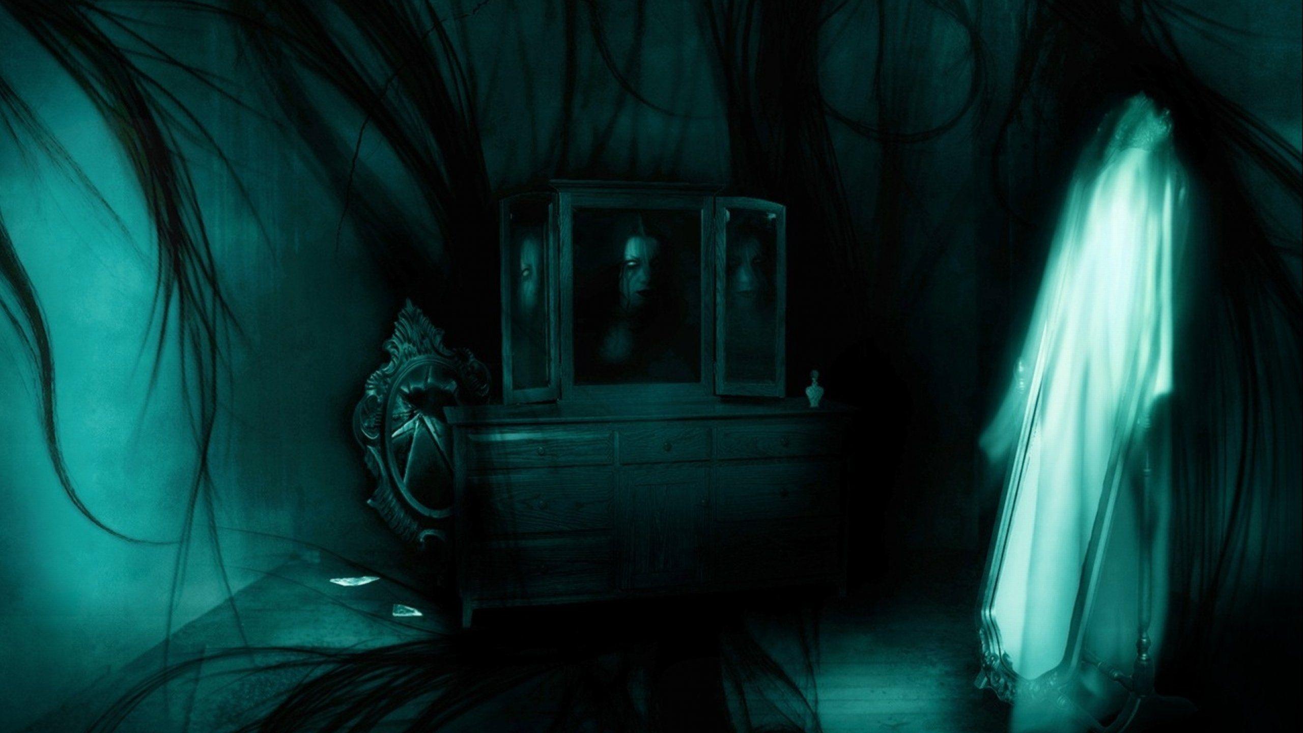 2560x1440 Dark ghost fantasy art artwork horror spooky creepy halloween gothic wallpaperx1440