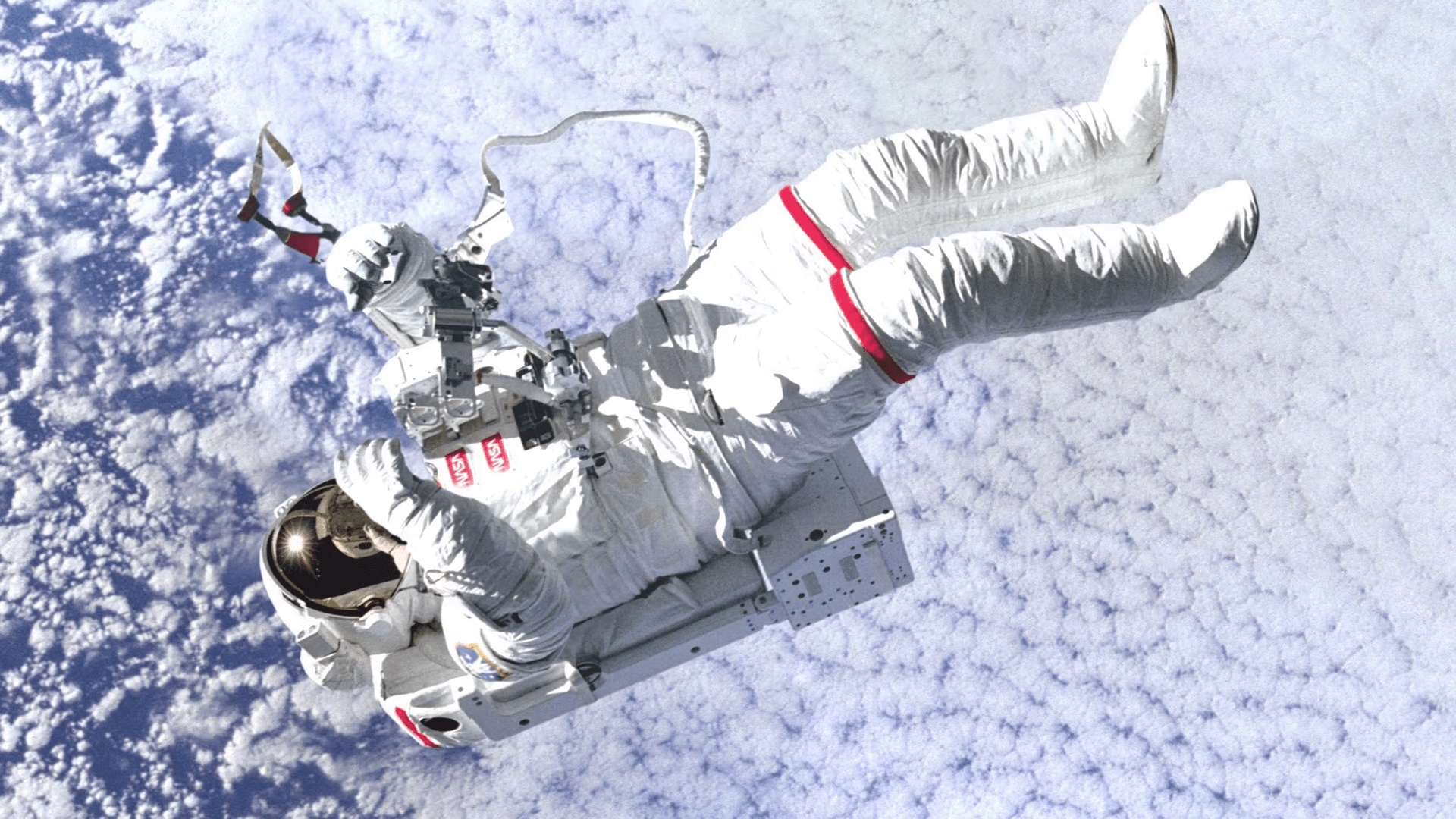 1920x1080 Animation of NASA Astronaut in outer space against the cloudy blue sky background. Elements of this image furnished by NASA. Motion Background