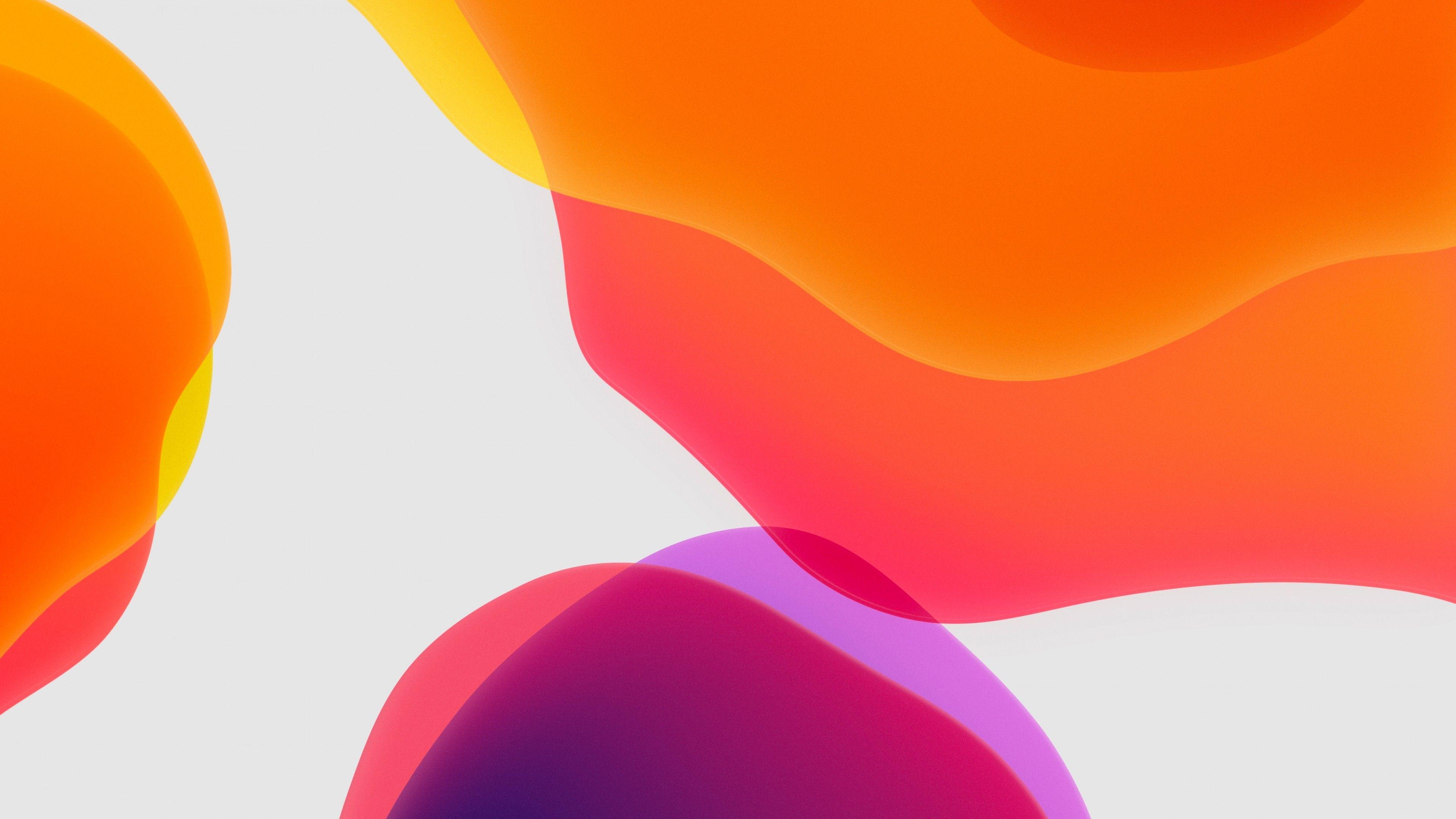 3840x2160 iPadOS 4K Wallpaper, Stock, Orange, White background, iPad, iOS HD, Abstract