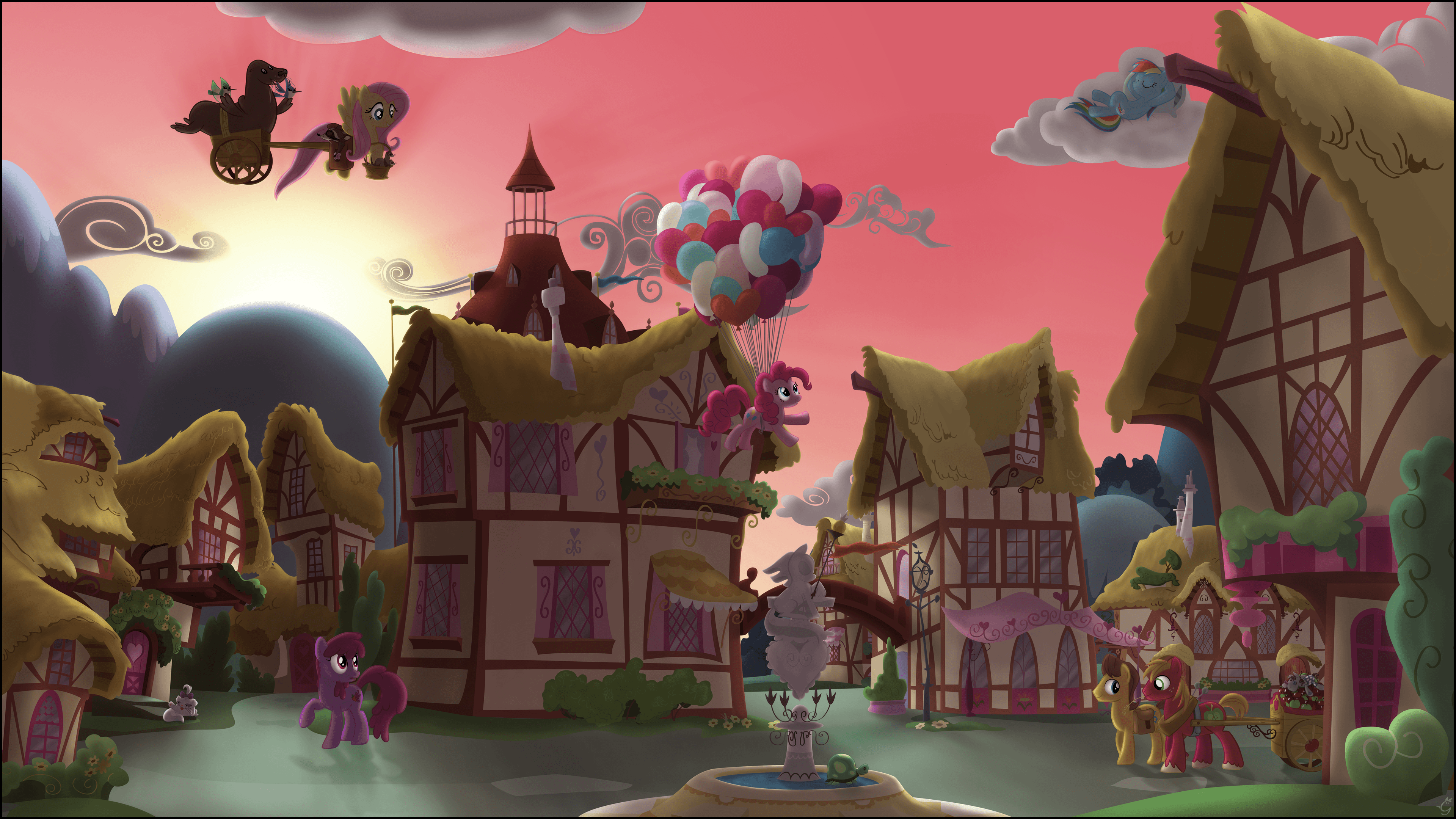 3840x2160 A Ponyville Dawn by Stinkehund. My Little Pony. My Little