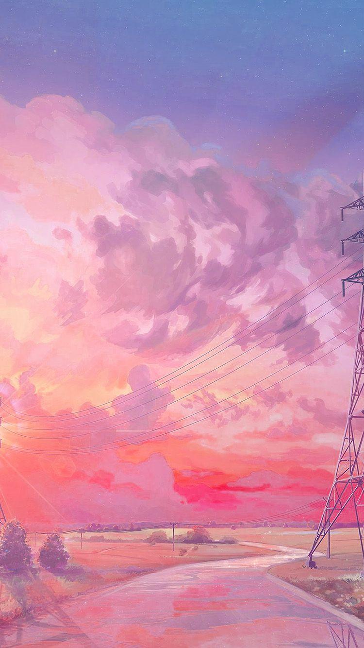 750x1334 Arseniy Chebynkin Sunset Illustration Art Pink Wallpaper