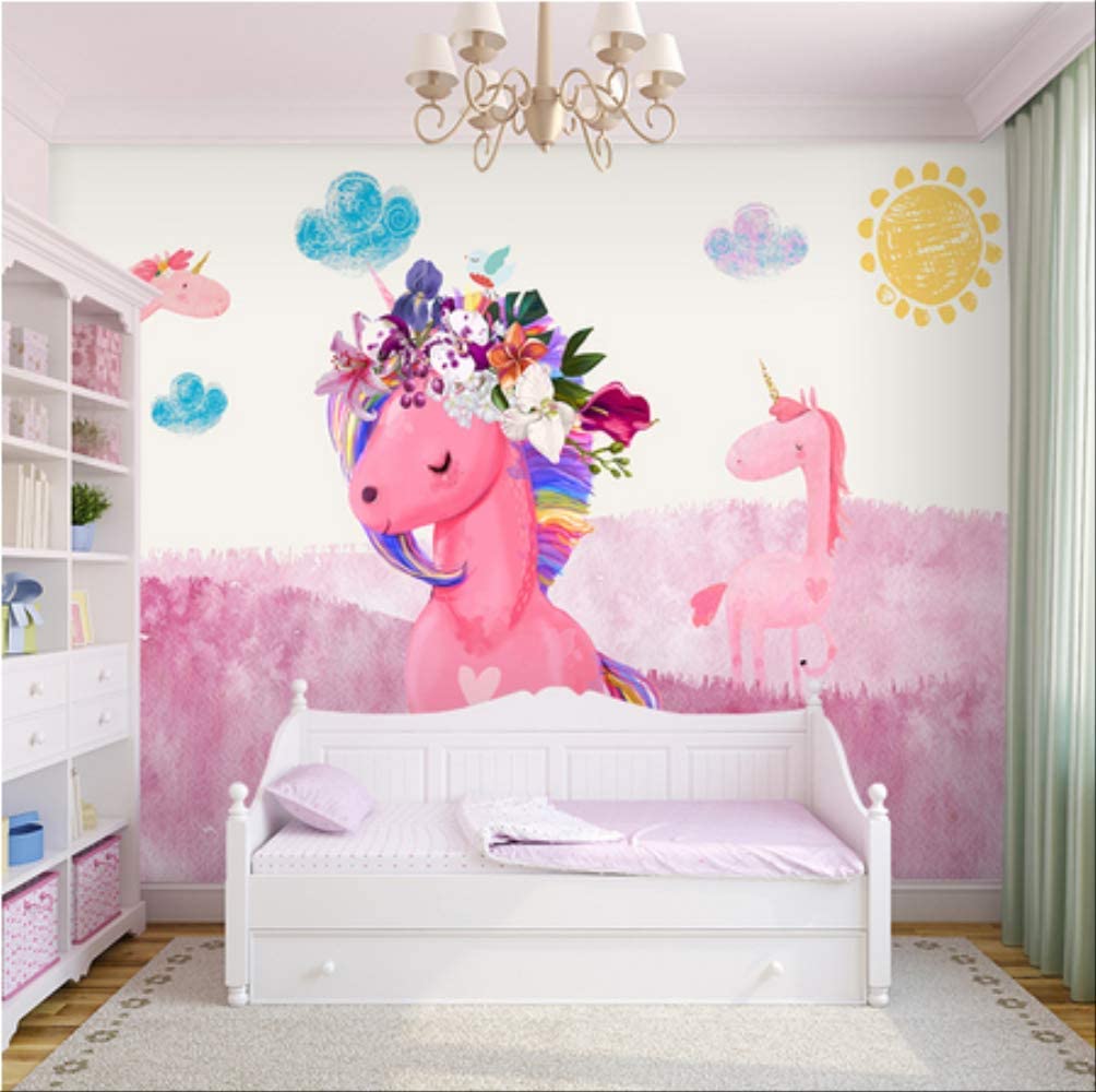 1004x1000 3D Custom Cartoon Pink Pink Unicorn Wallpaper Girls Bedroom Large Painting Sapost For Baby Girl Girl Rooms Decor Home Wall Wall Cloth Width350cm s Height250cm A, Painting Supplies, Tools & Wall Treatments