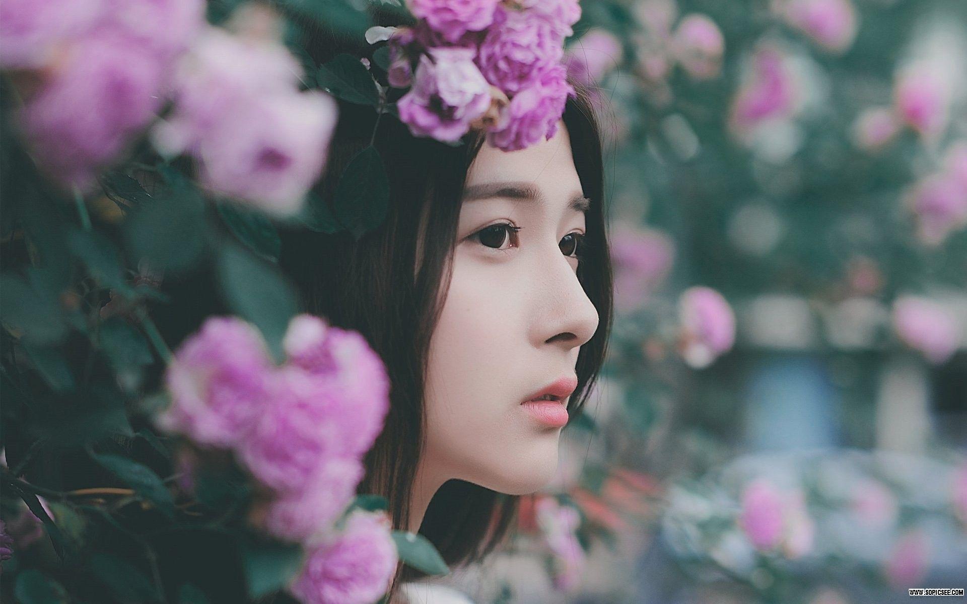 1920x1200 #flowers, #Chinese garden, #Asian, #face, #women outdoors, #women, #outdoors, #garden, wallpaper