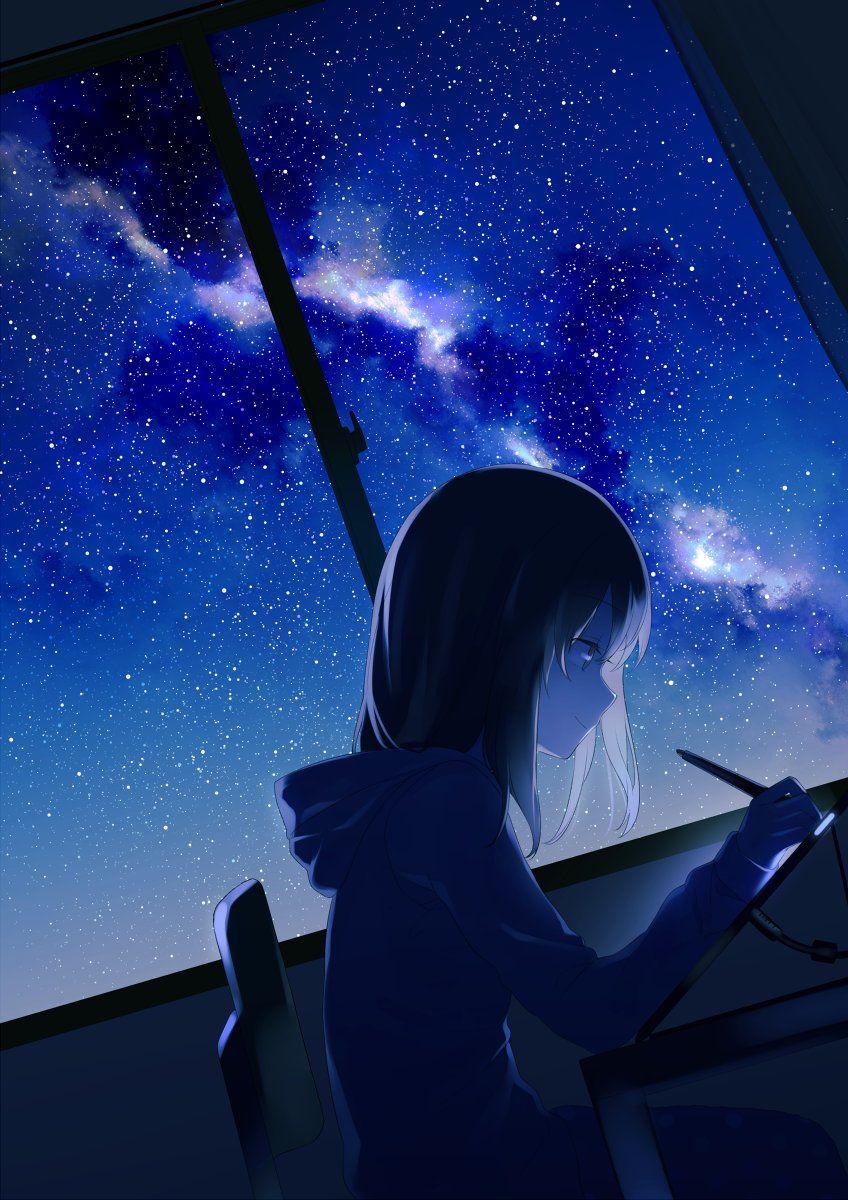 848x1200 Night Sky Anime HD Wallpaper