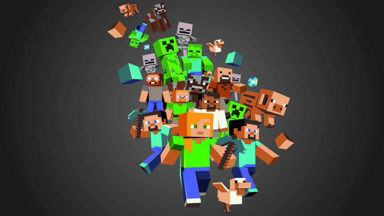 1344x756 Minecraft All Characters Wallpaper