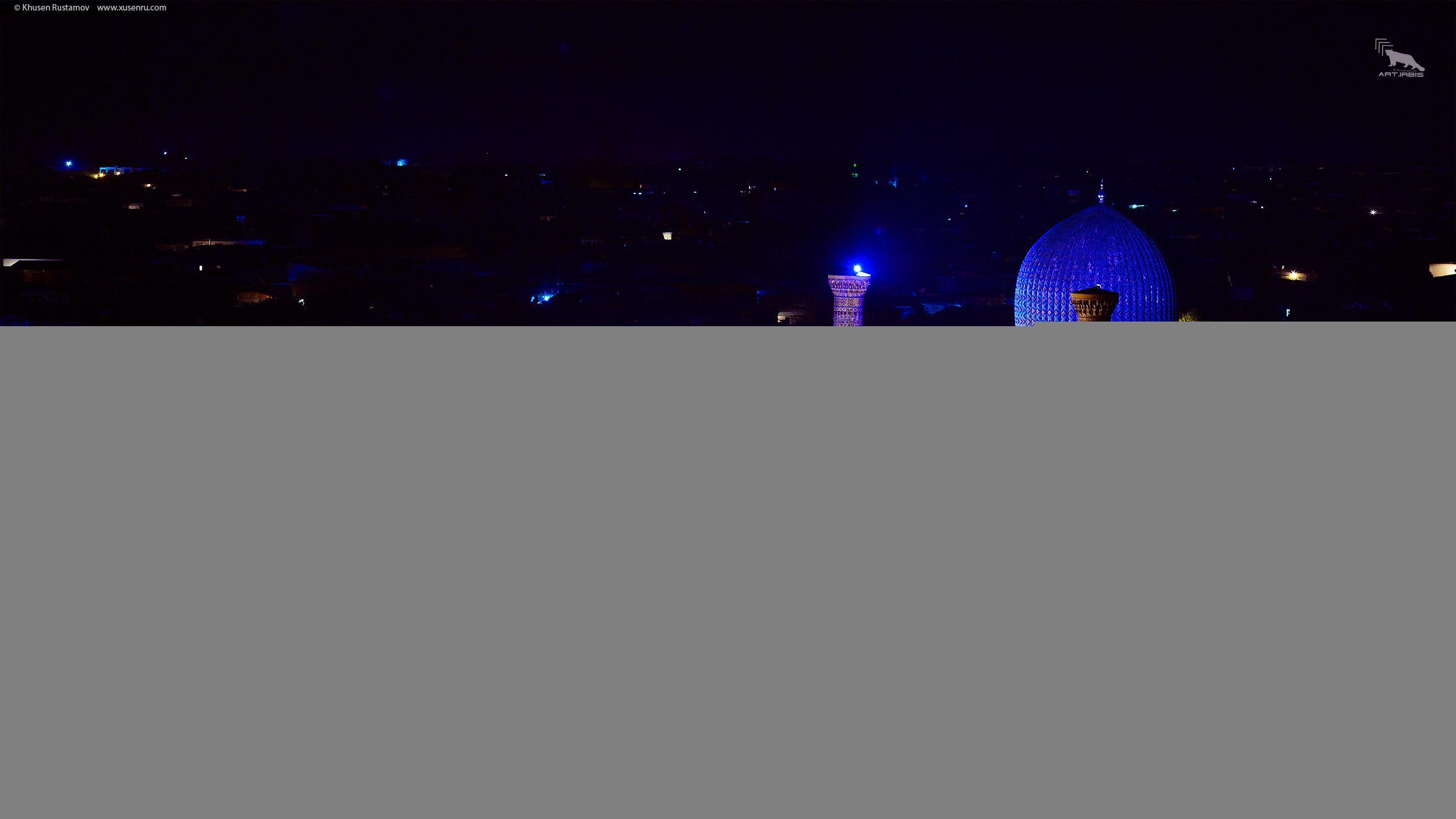 2500x1406 Wallpaper. Cities. Photo. Picture. Night Samarkand, The Gur Emir, Uzbekistan, Art.irbis Production, Khusen Rustamov