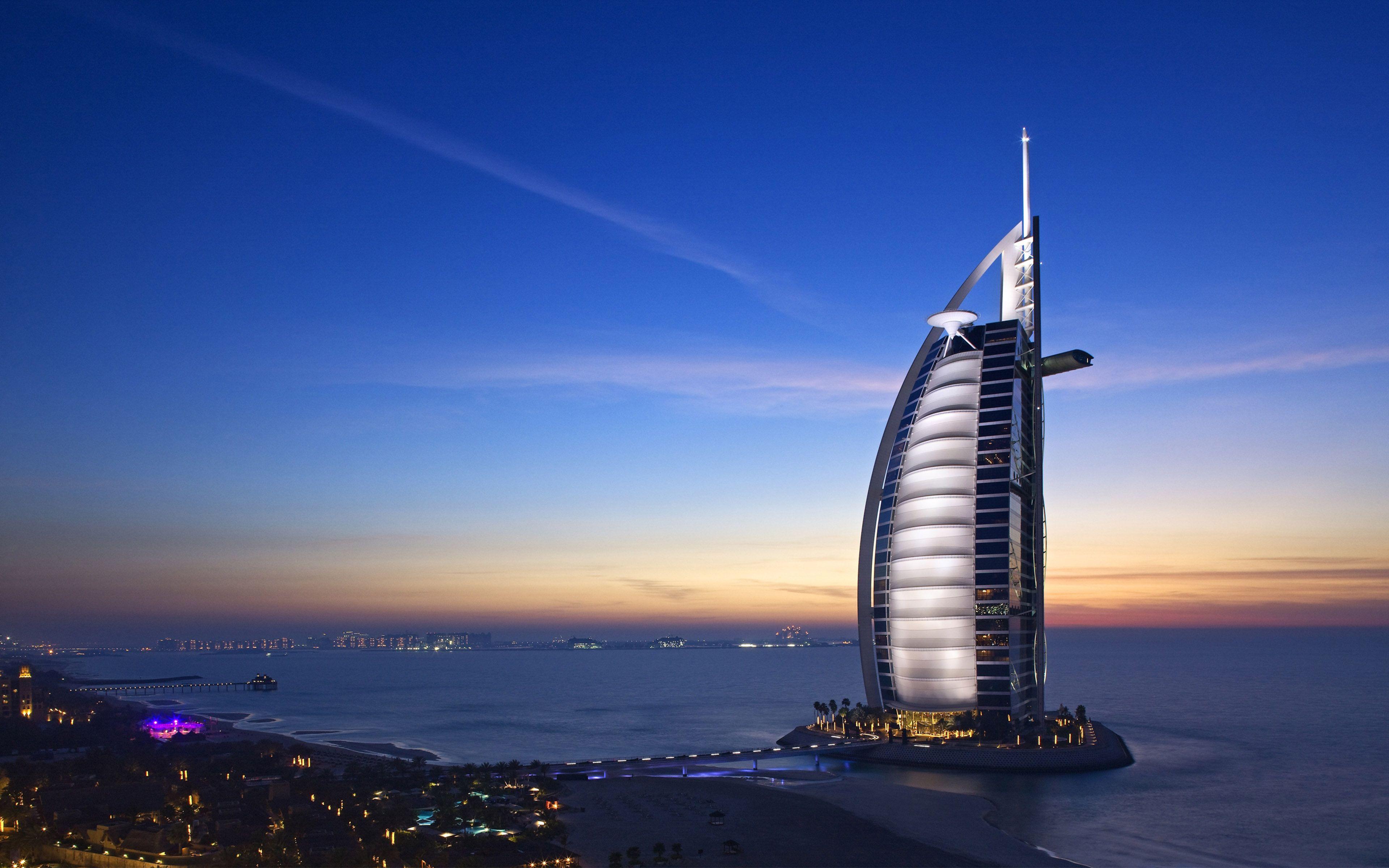 3840x2400 Burj Al Arab Hotel Dubai Architecture Sunset Sea Hình nền