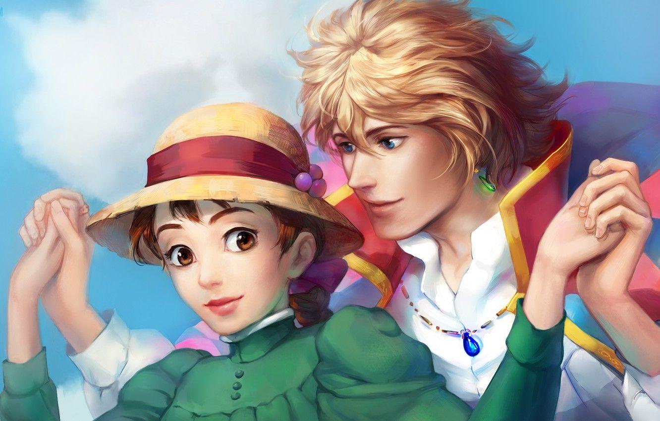 1332x850 Wallpaper girl, guy, Howl's moving castle, Howl's Moving Castle, Howl, Sophie image for desktop, section арт