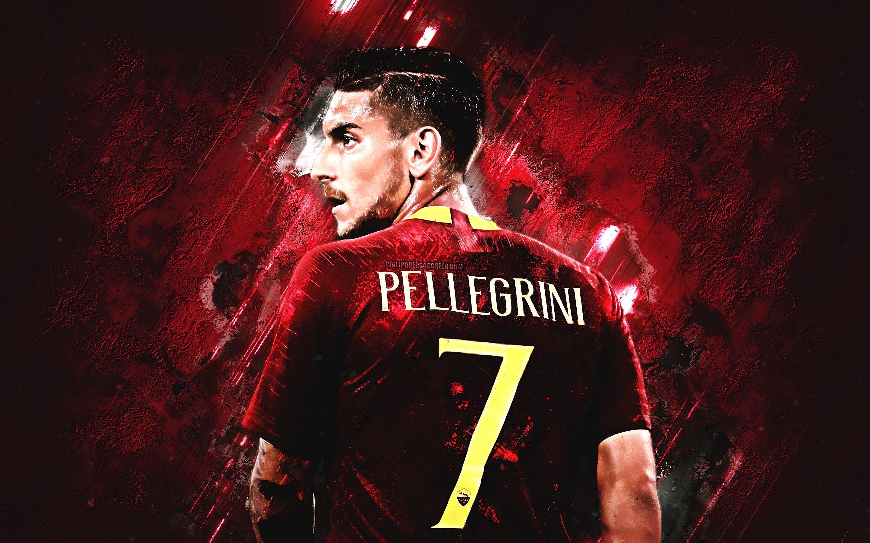 2880x1800 Download wallpaper AS Roma, Lorenzo Pellegrini, grunge, maroon stone, soccer, italian footballers, Serie A, Pellegrini, Roma FC, creative for desktop with resolution 2880x1800. High Quality HD picture wallpaper