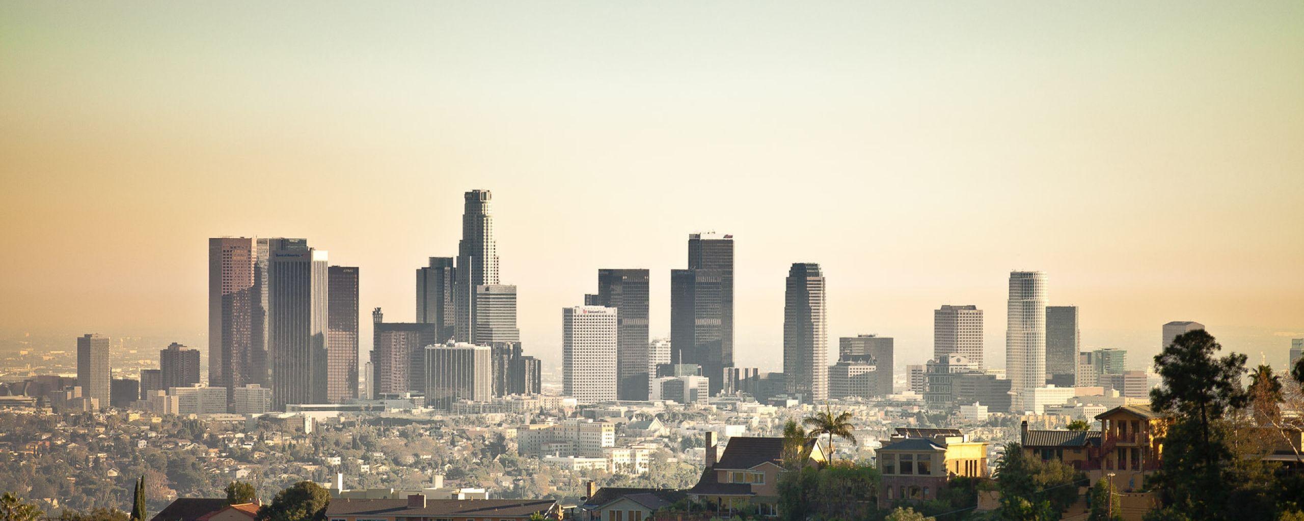 2560x1024 Download Wallpaper 2560x1024 los angeles, laguna beach, buildings, skyscrapers Dual Monitor Resolution HD. Los angeles wallpaper, Los angeles skyline, Los angeles