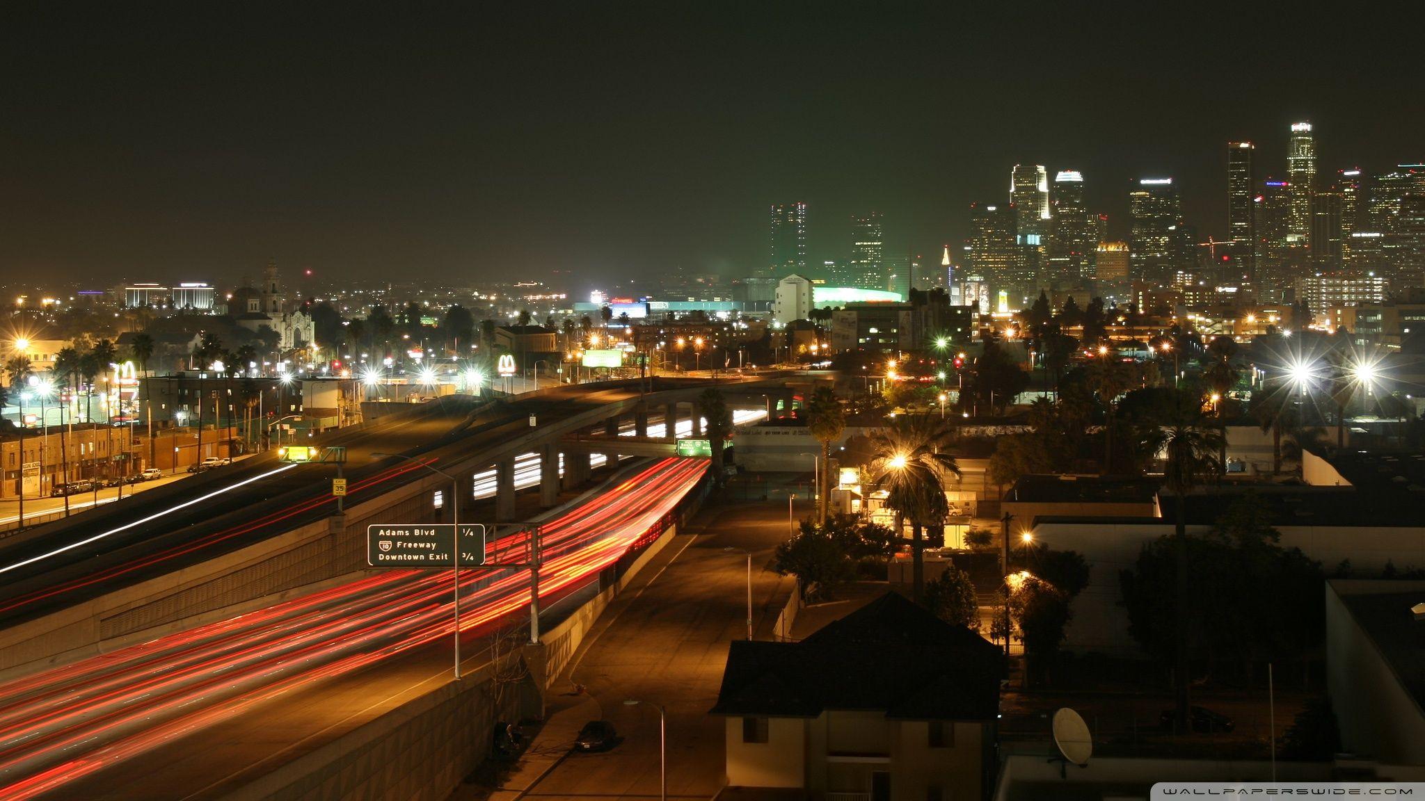 2048x1152 Los Angeles Night Wallpaper HD