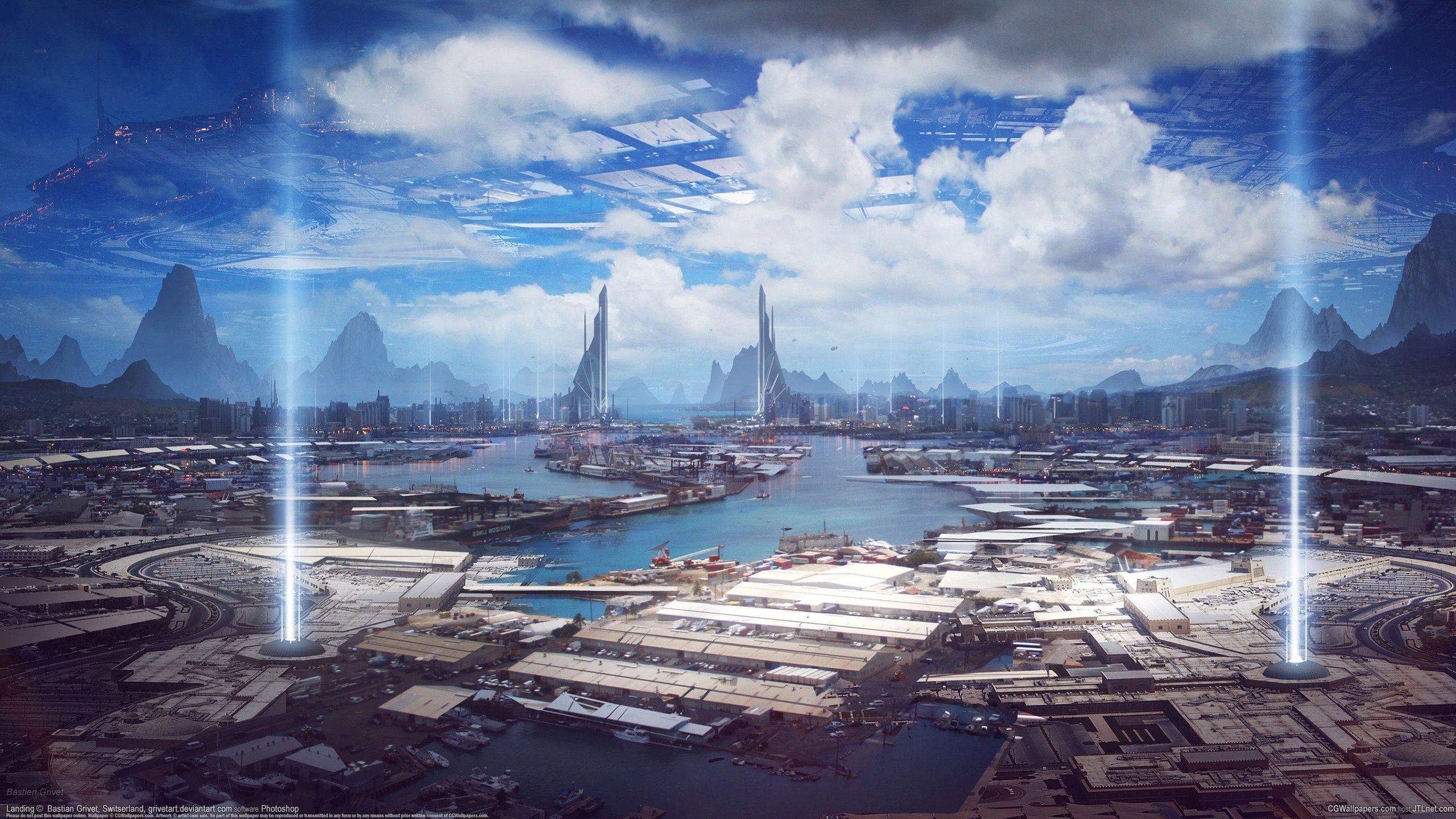 2560x1440 Bastien Grivet city future wallpaperx1440