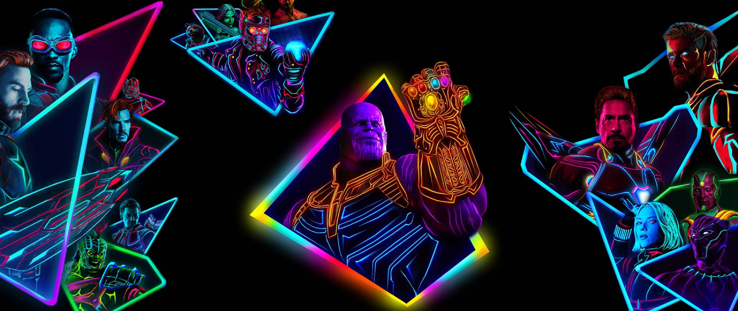 2560x1080 Avengers Infinity War 80s Neon Style Art 2560x1080 Resolution Wallpaper, HD Movies 4K Wallpaper, Image, Photo and Background