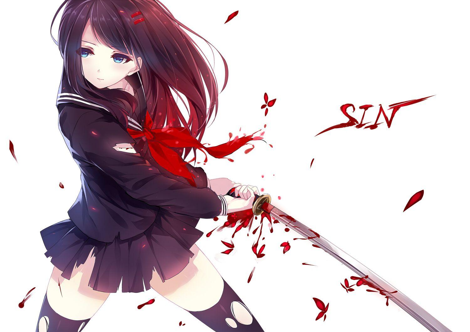1500x1060 Anime Girl With Katana Wallpaperx1060