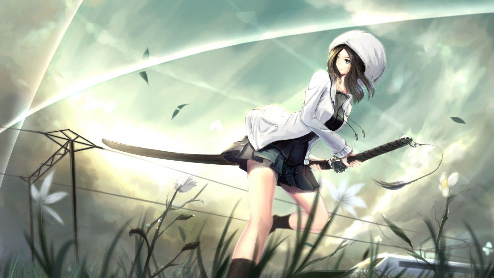 1600x900 Download Wallpaper Girl With Katana Wallpaper & Background Download