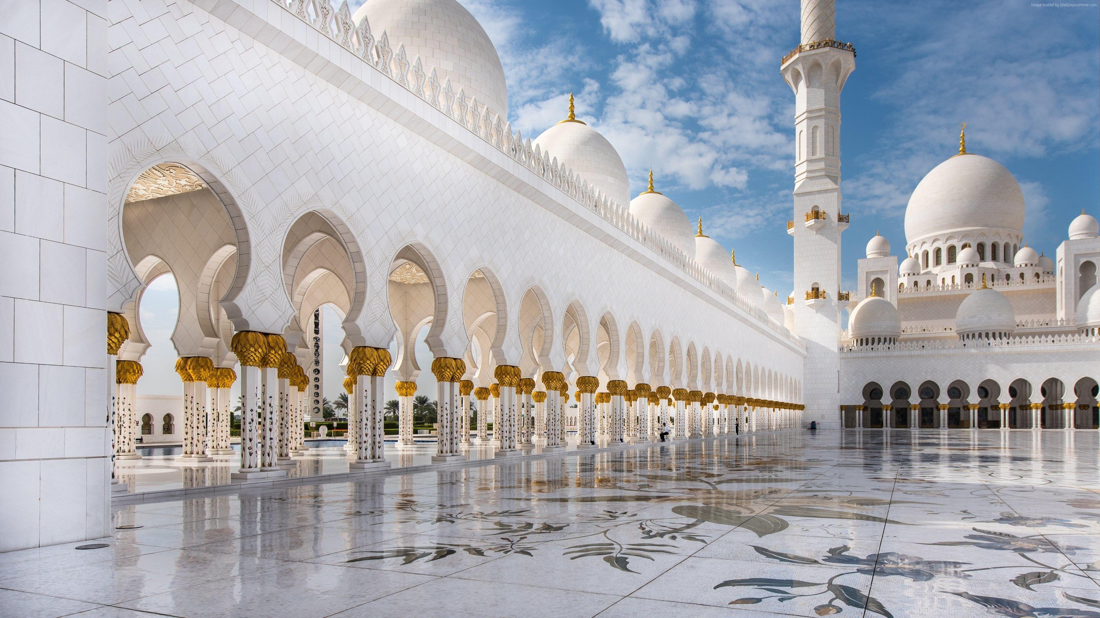 3840x2160 Hình nền Nhà thờ Hồi giáo Sheikh Zayed, Abu Dhabi, 4k, Kiến trúc