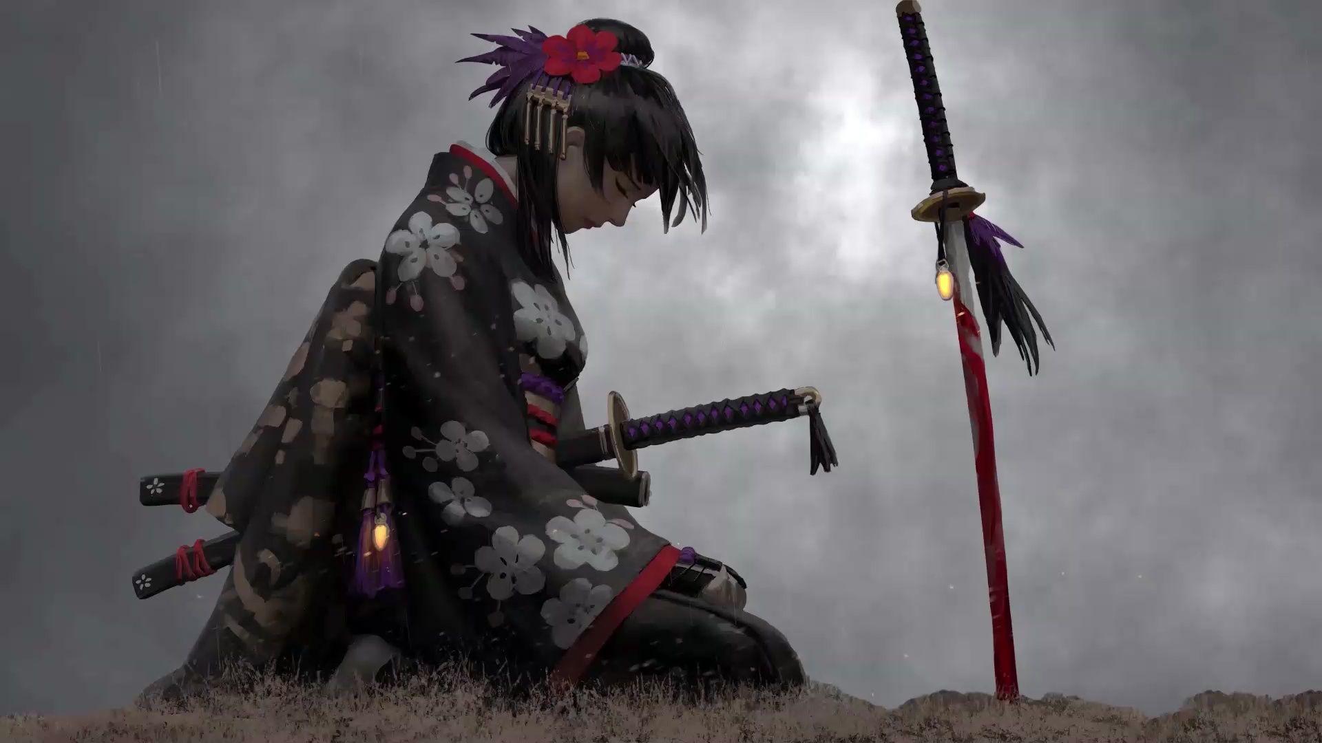 1920x1080 Fantasy Katana Girl Live Wallpaper