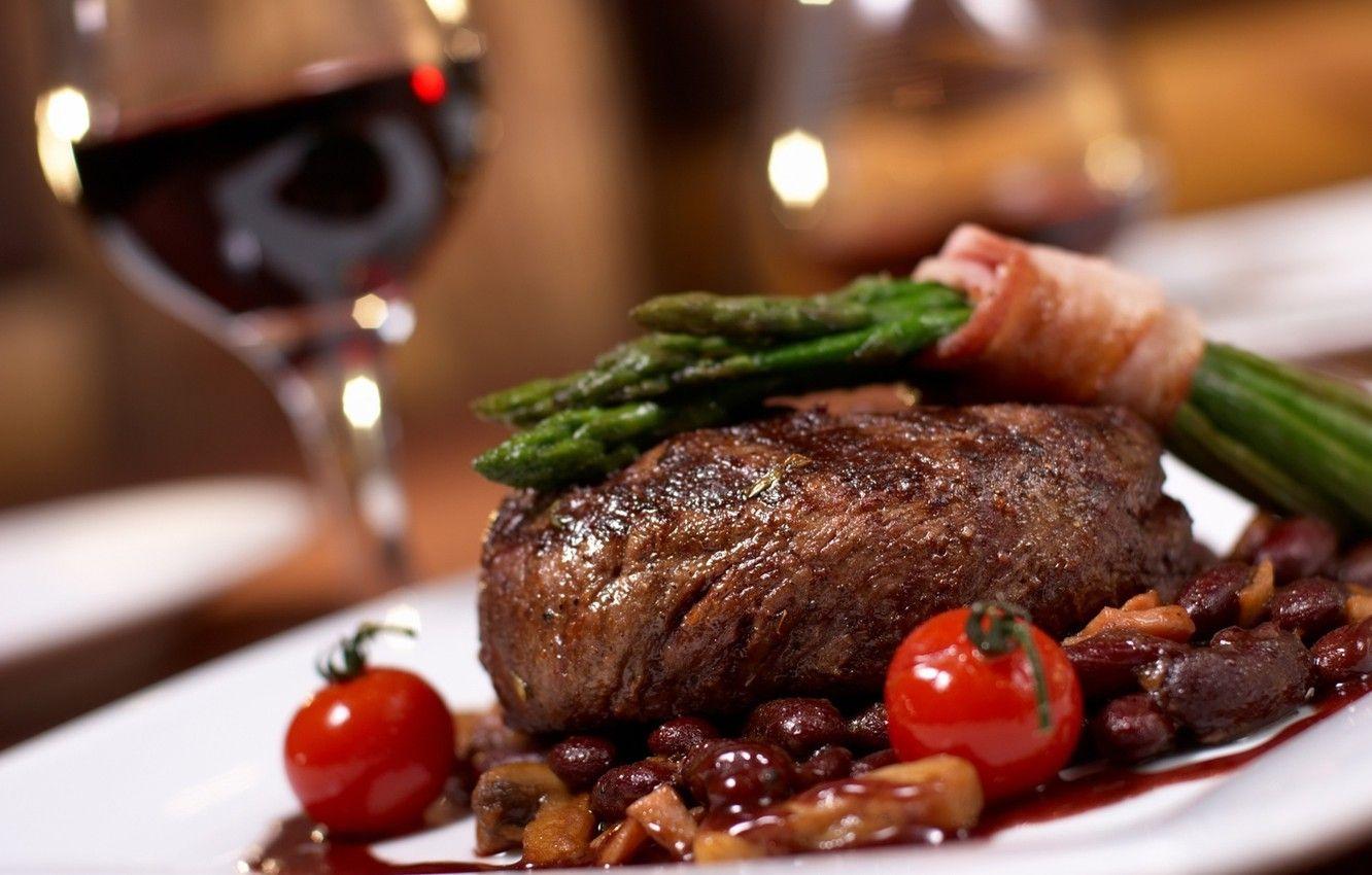 1332x850 Wallpaper wine, food, meat, BBQ, dish image for desktop, section еда