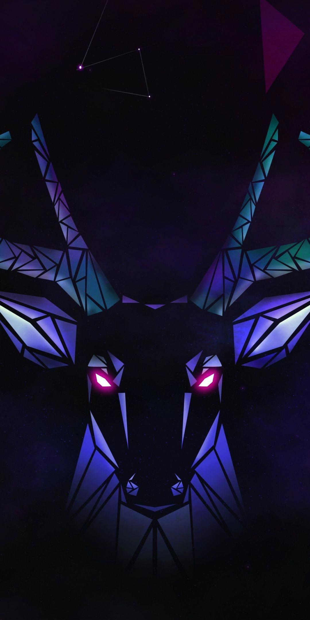 1080x2160 Deer, dark, digital art, 1080x2160 wallpaper. Polygon art, Digital art, Art wallpaper
