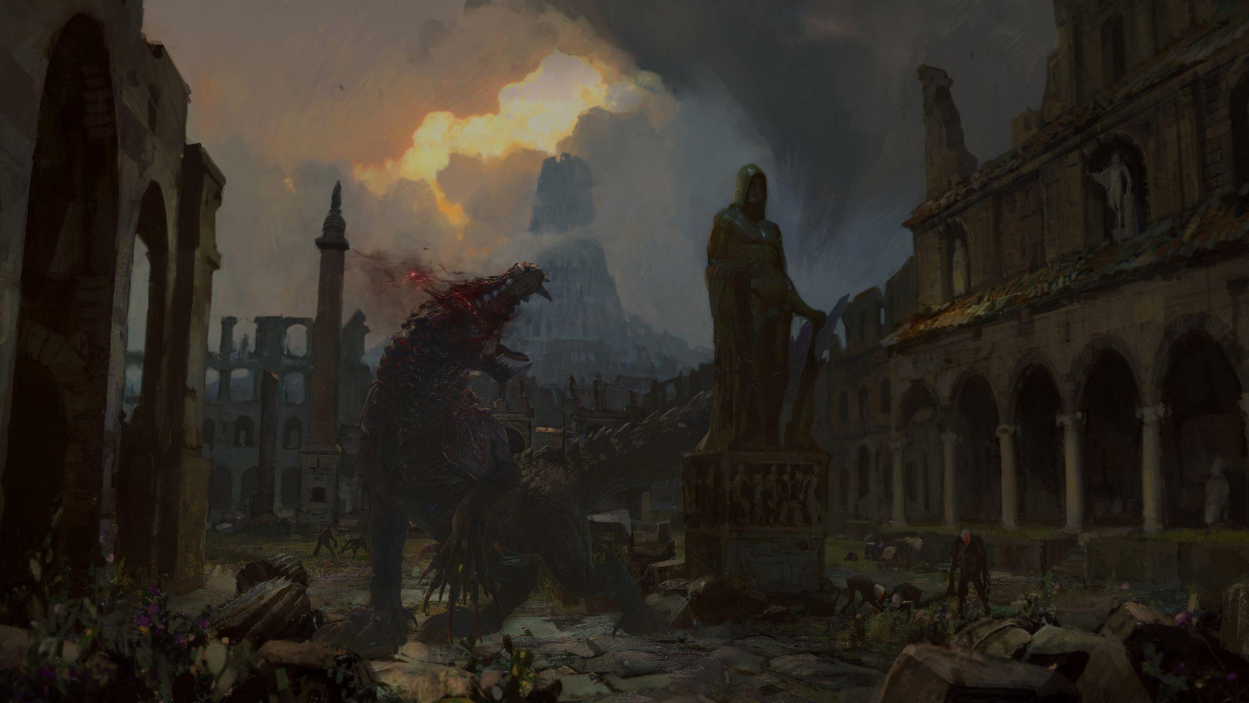 2560x1440 Thought the Ebon Odogaron looked sick, edited together a mediocre wallpaper if anyone wants it. 1440p