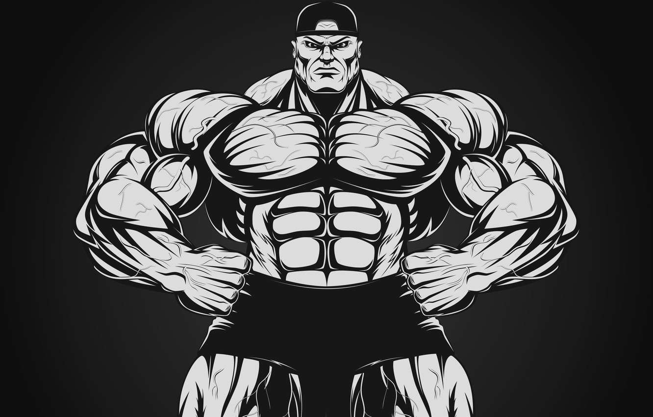 1332x850 Cartoon Black And White Bodybuilding Wallpaper