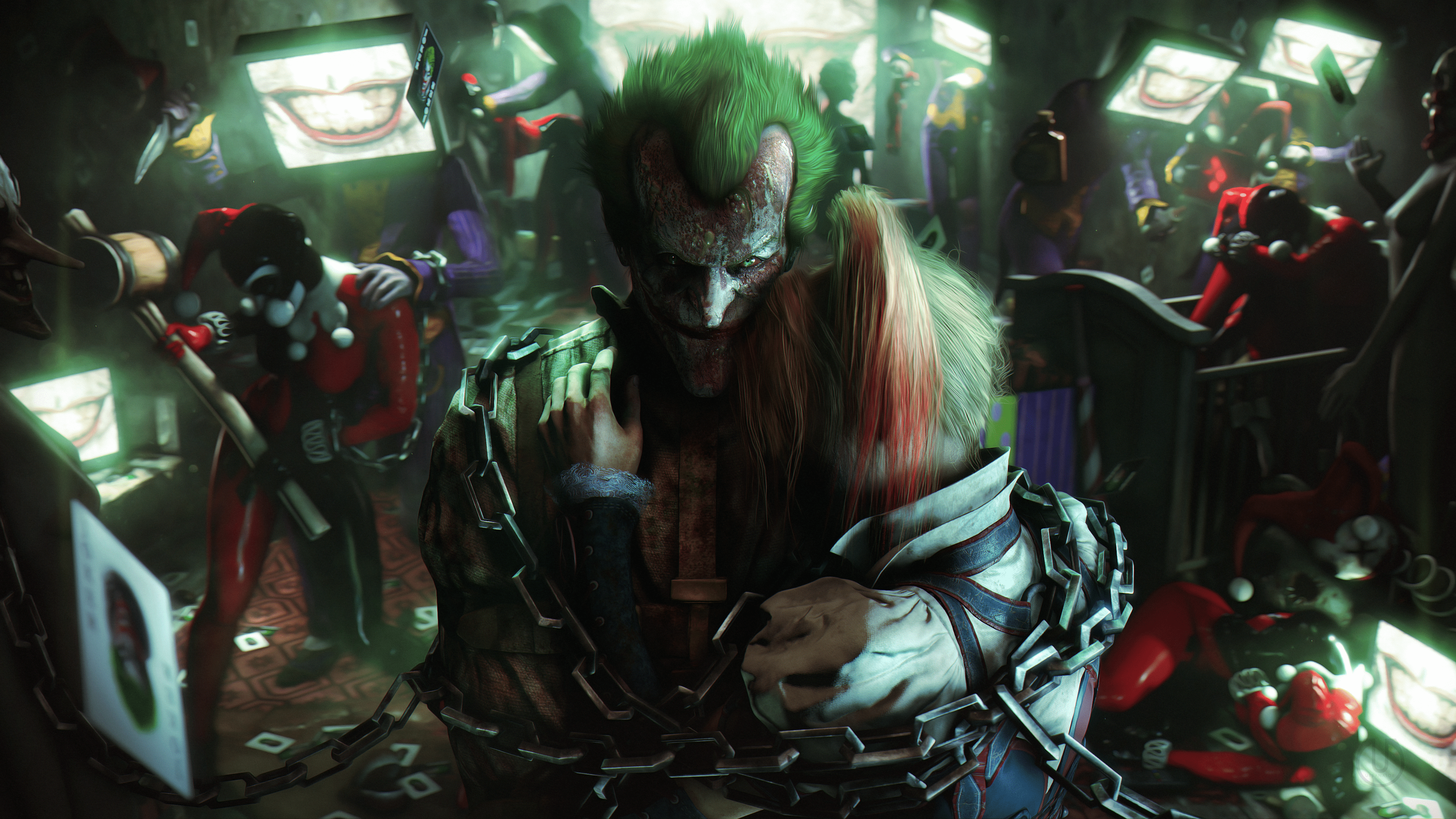 3840x2160 Batman Arkham Knight Fan Art Joker Harley Quinn Video Games Source Filmmaker 3D Batman Arkham City B Wallpaper:3840x2160