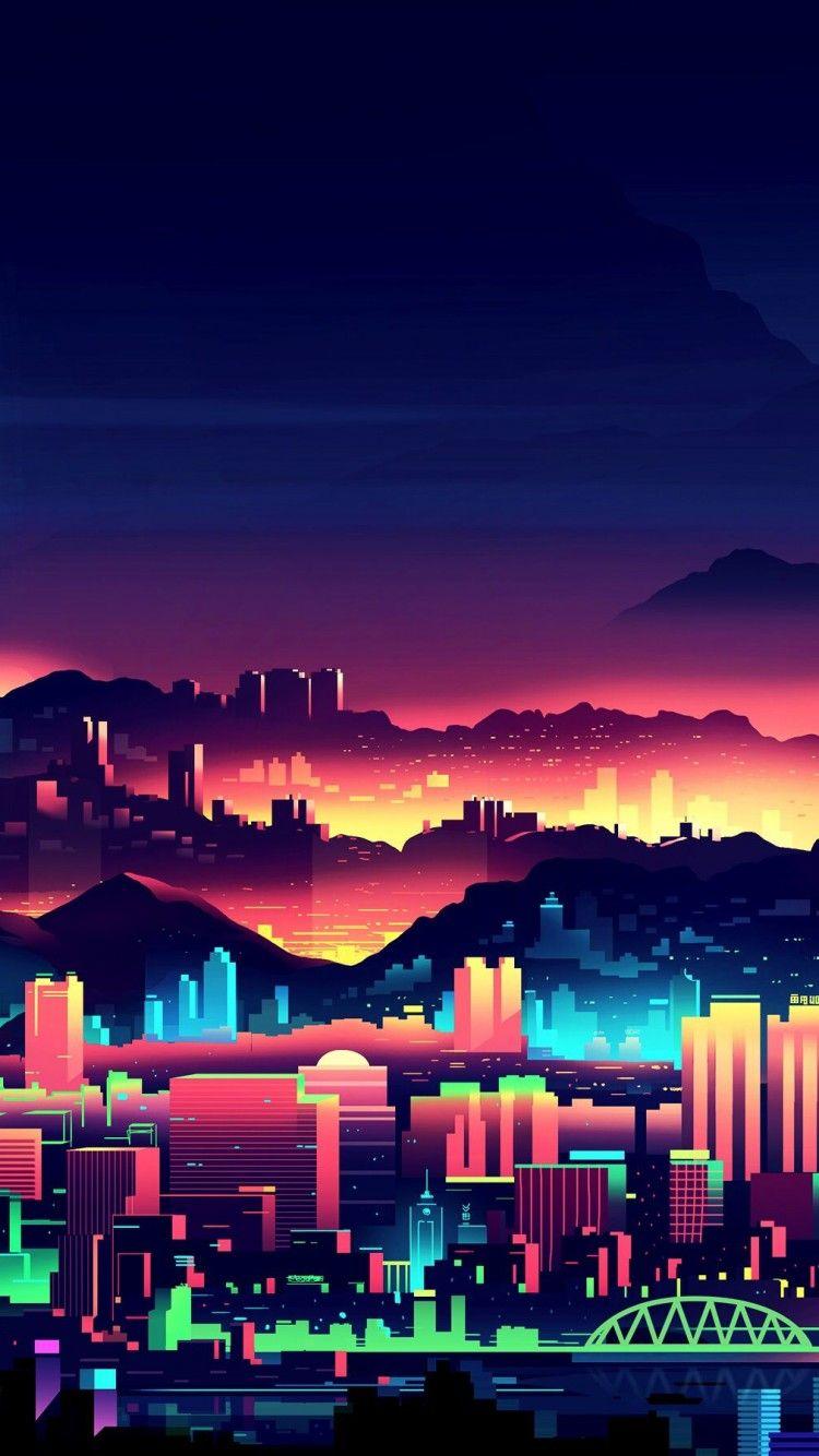 750x1334 Cyberpunk Pixel Art Best Wallpaper 49311