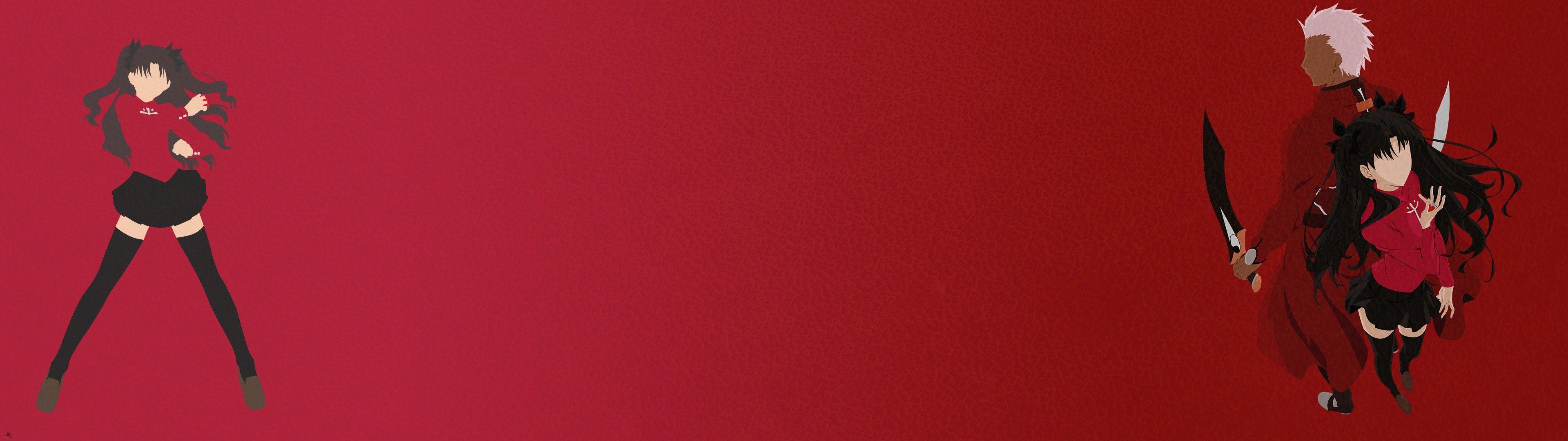 3840x1080 Wallpaper Anime Dual Monitor Download Amazing Picture Monitor Red Background