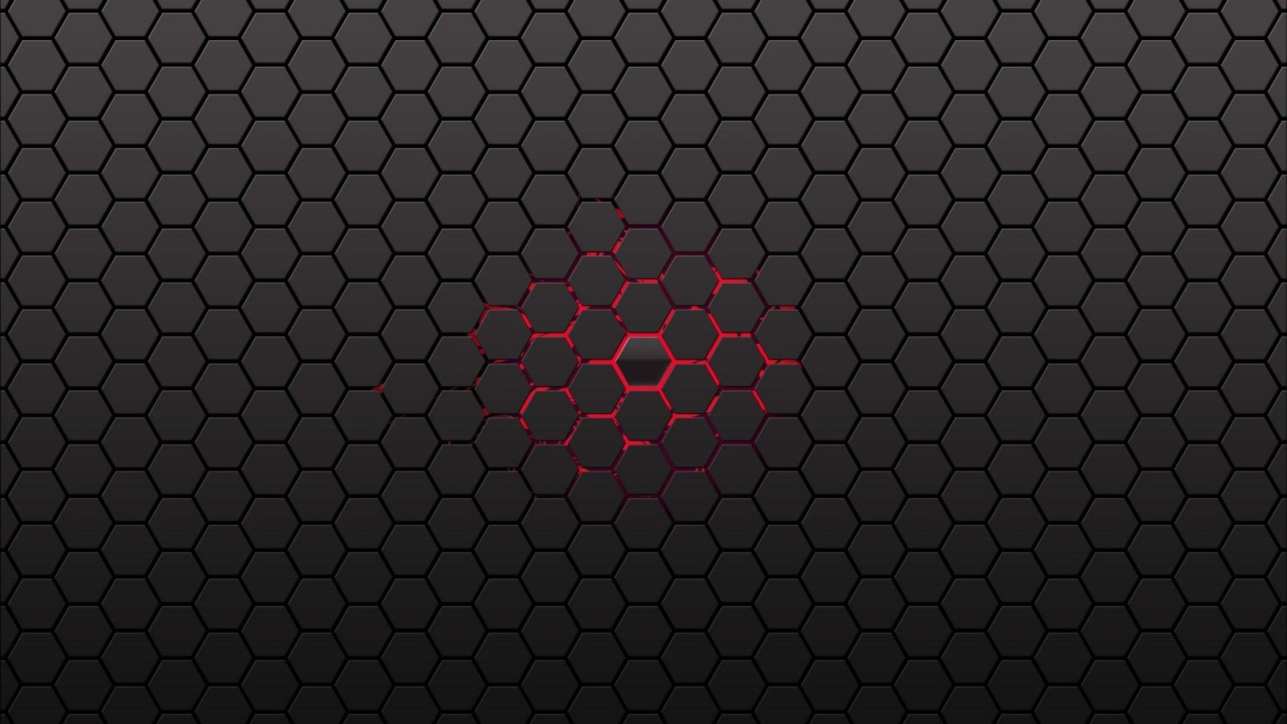 2560x1440 Black Cool Image, Center, Background, iPhone Xr, Honeycomb, Wallpaper, Red, Dual Screen