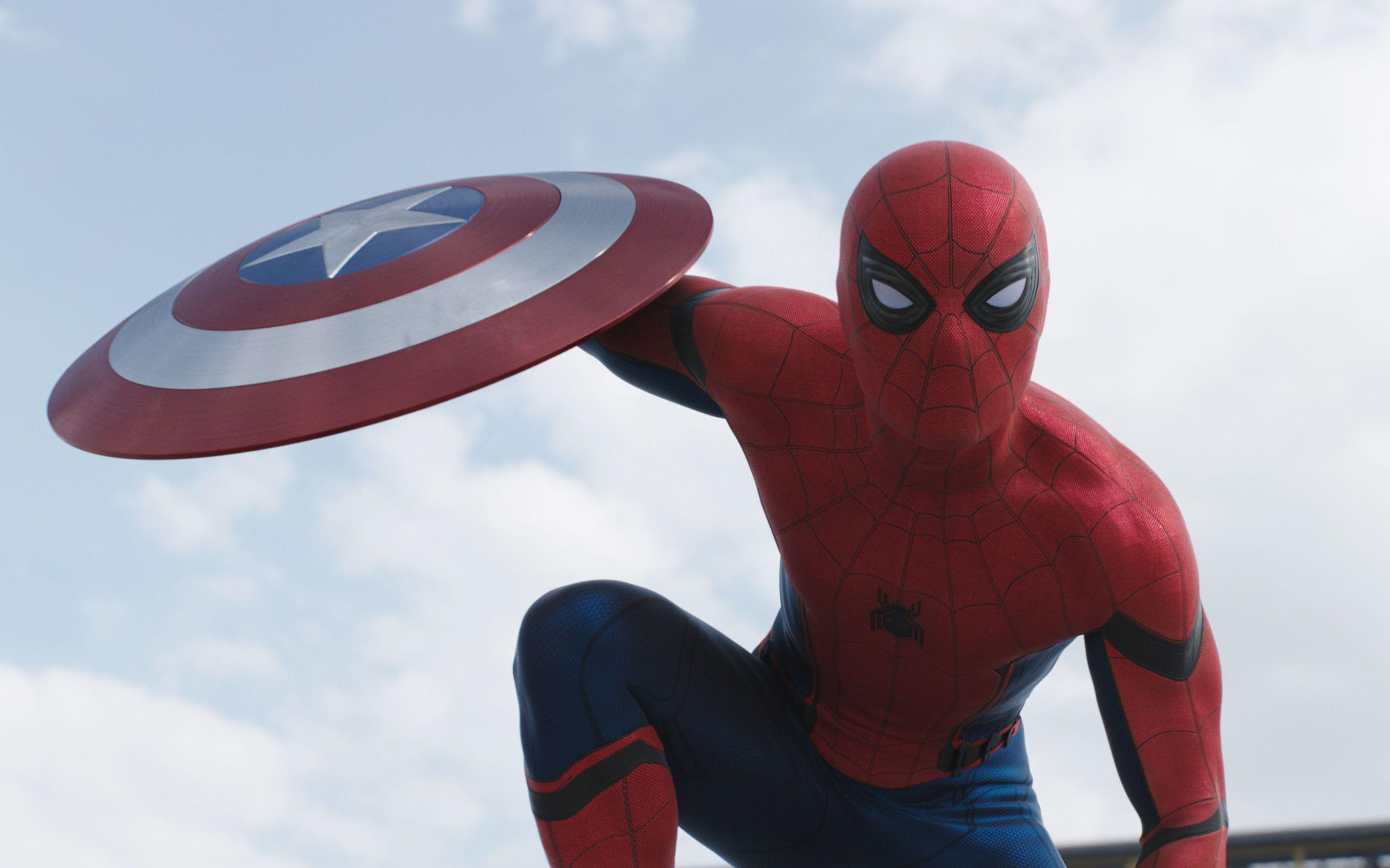 3840x2400 Spider Man Captain America Civil War Movie Shield Hình nền