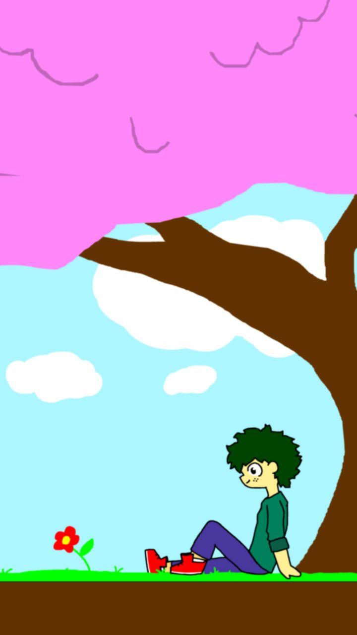 720x1280 I drew a cute, simple Deku wallpaper
